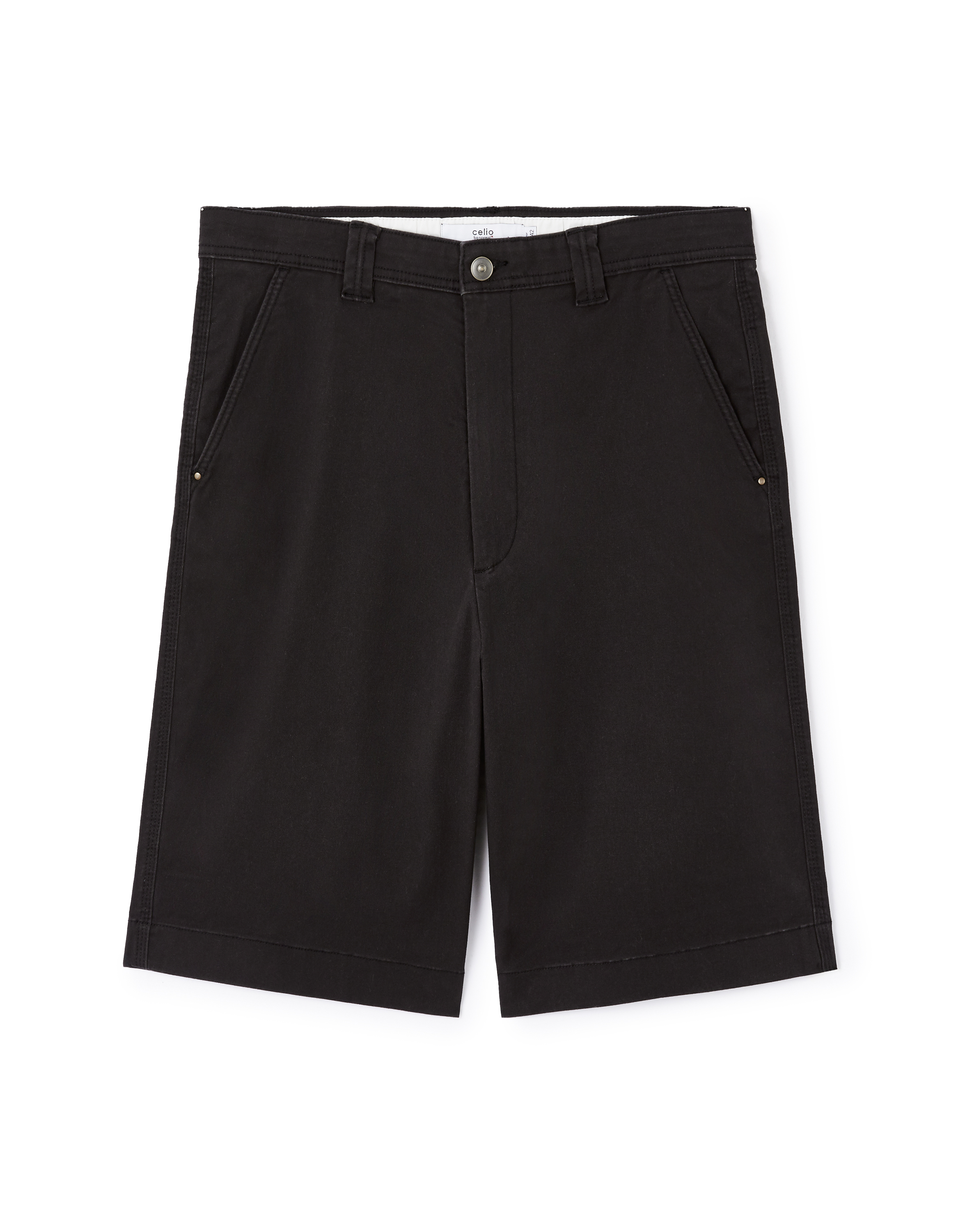 Bermuda baggy 100% coton stretch - noir
