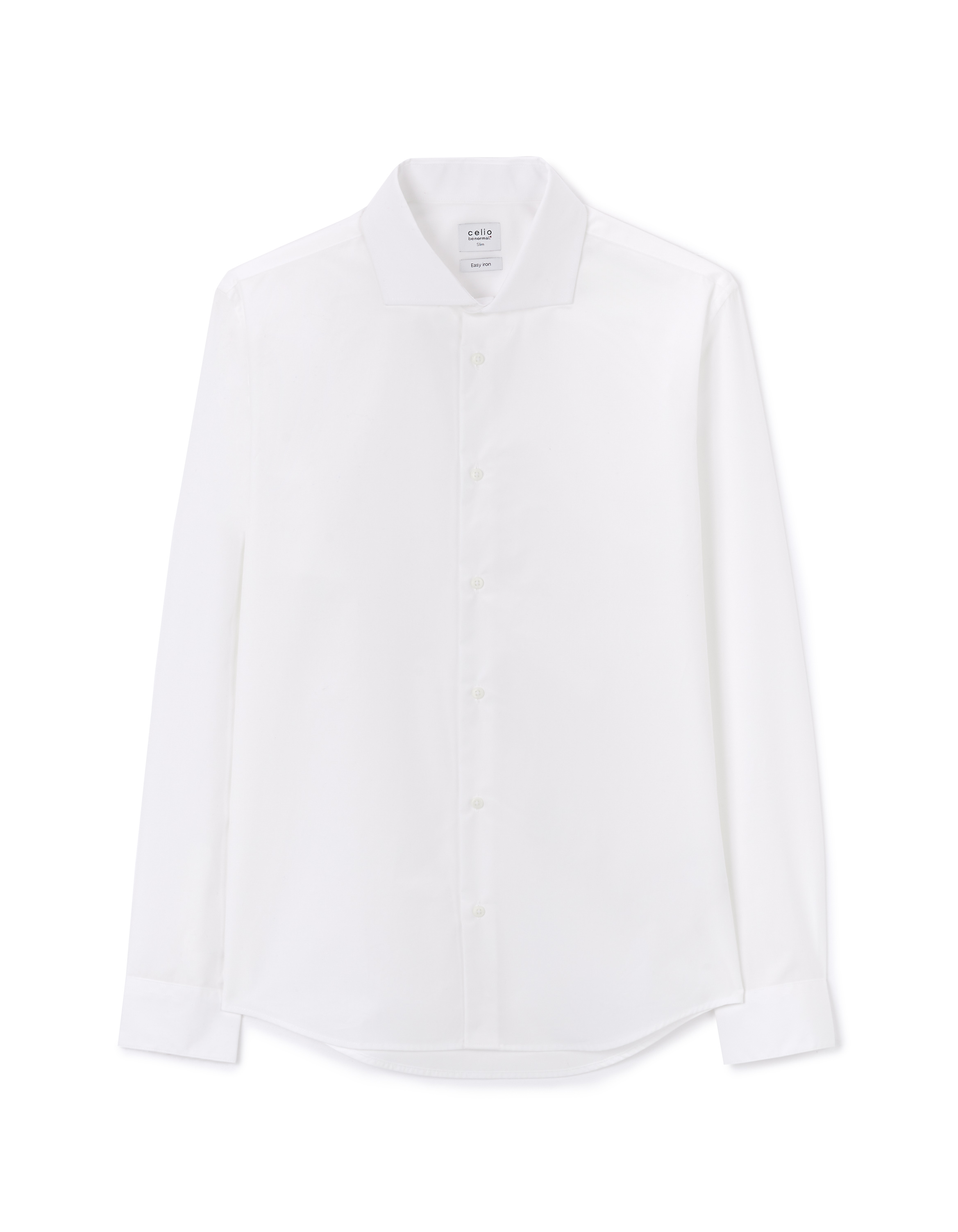 Chemise slim unie en coton - blanc