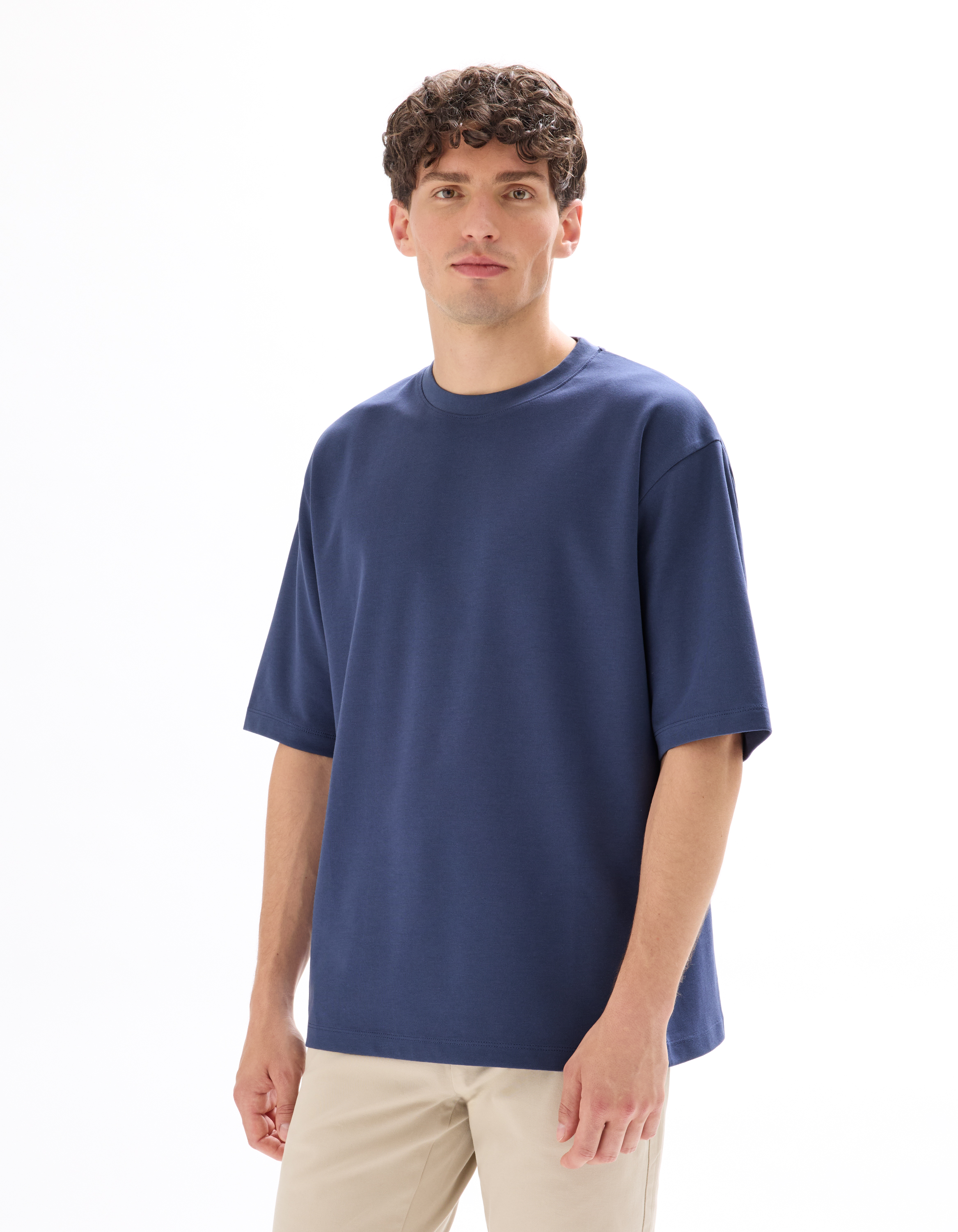 T-shirt oversize col rond - bleu gris - camaieu - Modalova