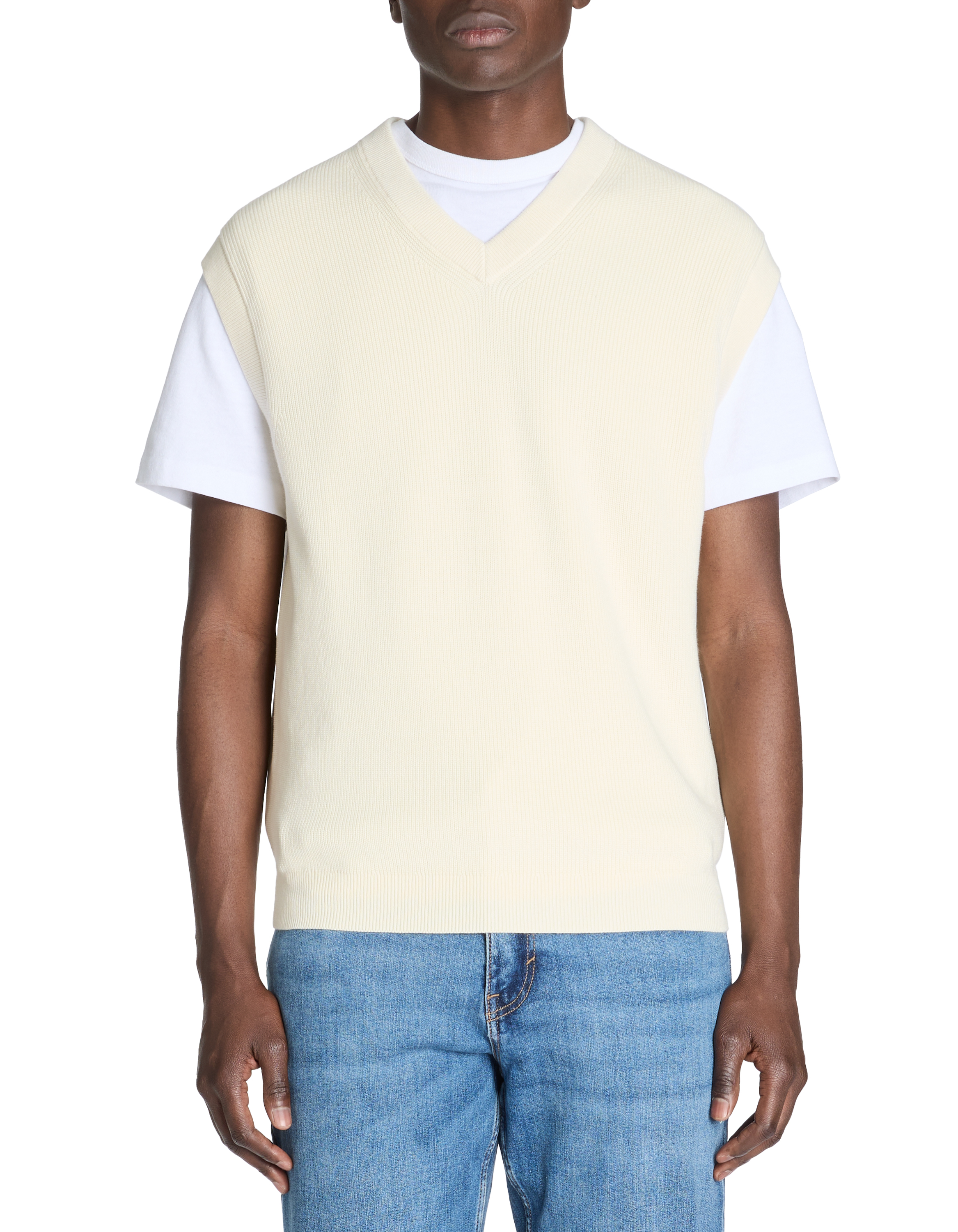 Pull col v 100% coton - ecru - camaieu - Modalova