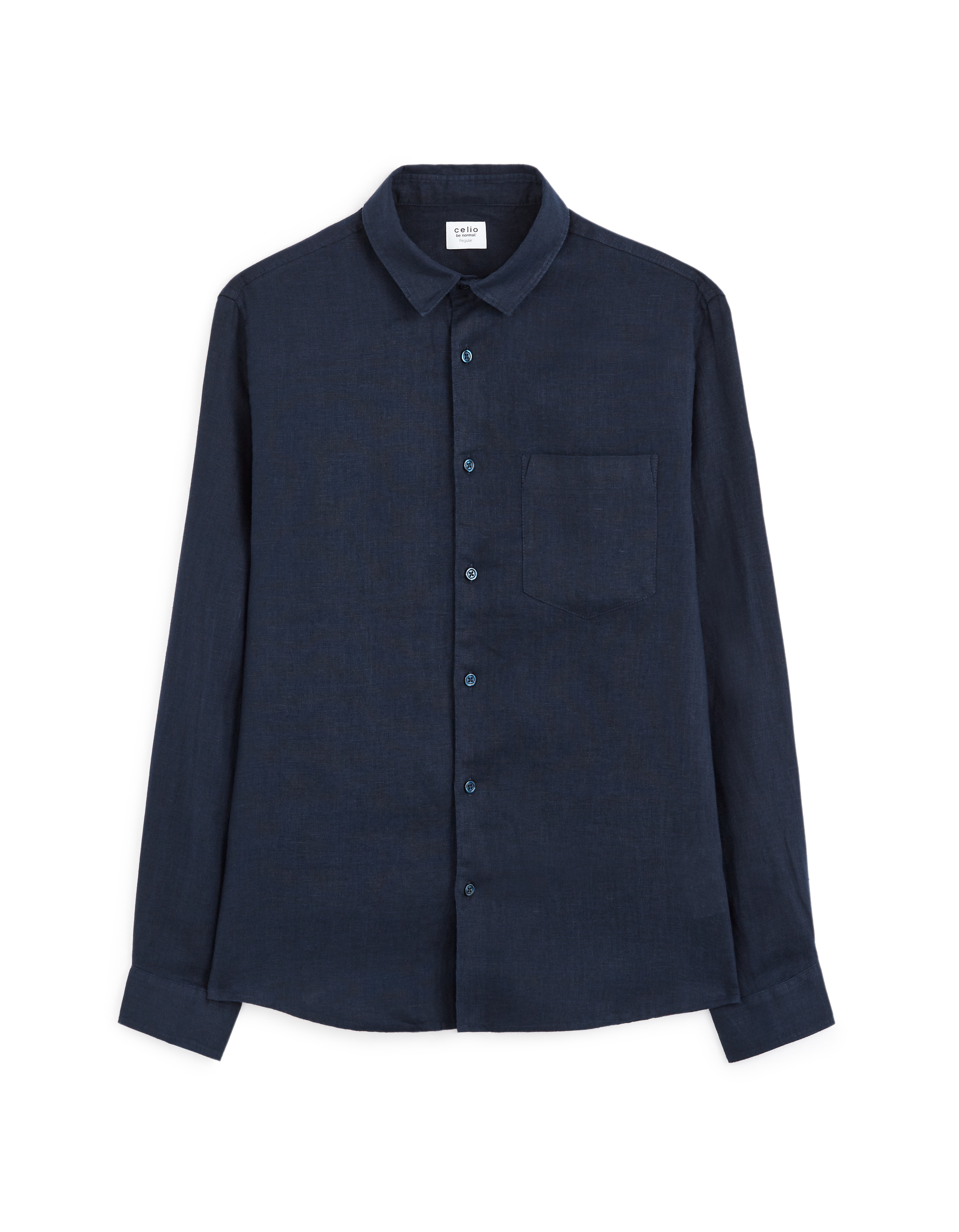 Chemise regular 100% lin - marine
