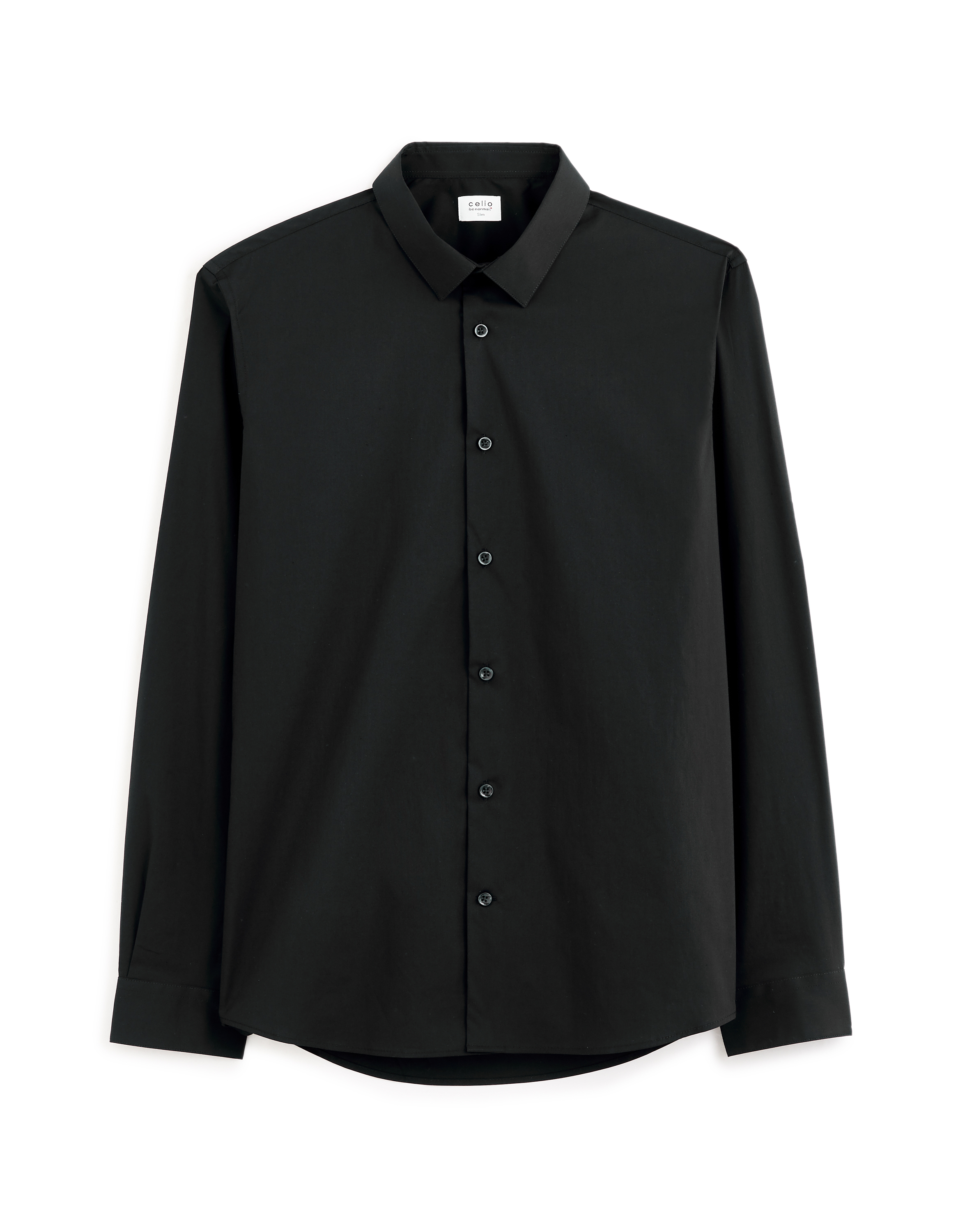 Chemise slim en coton stretch - noir