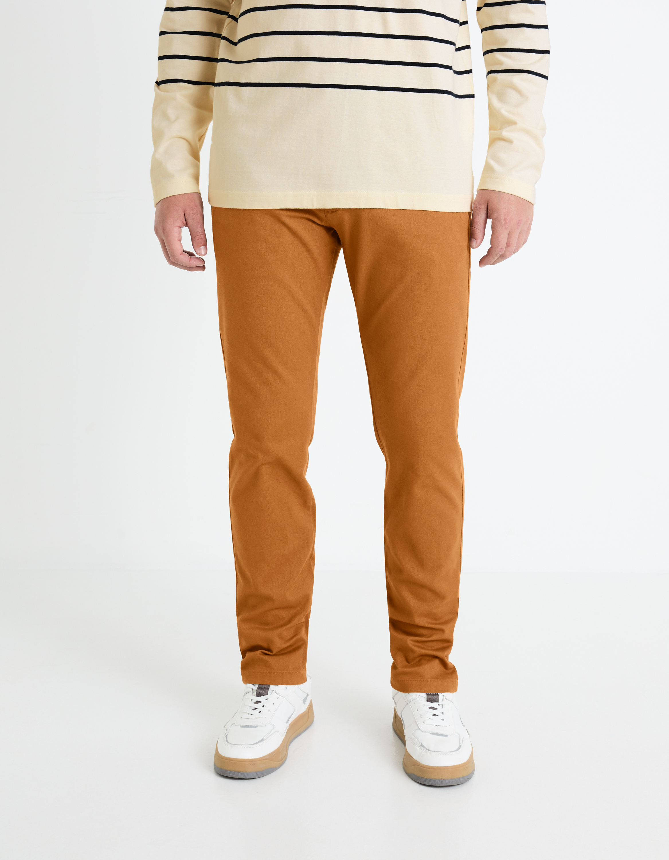 Pantalon chino slim en coton stretch - camaieu - Modalova