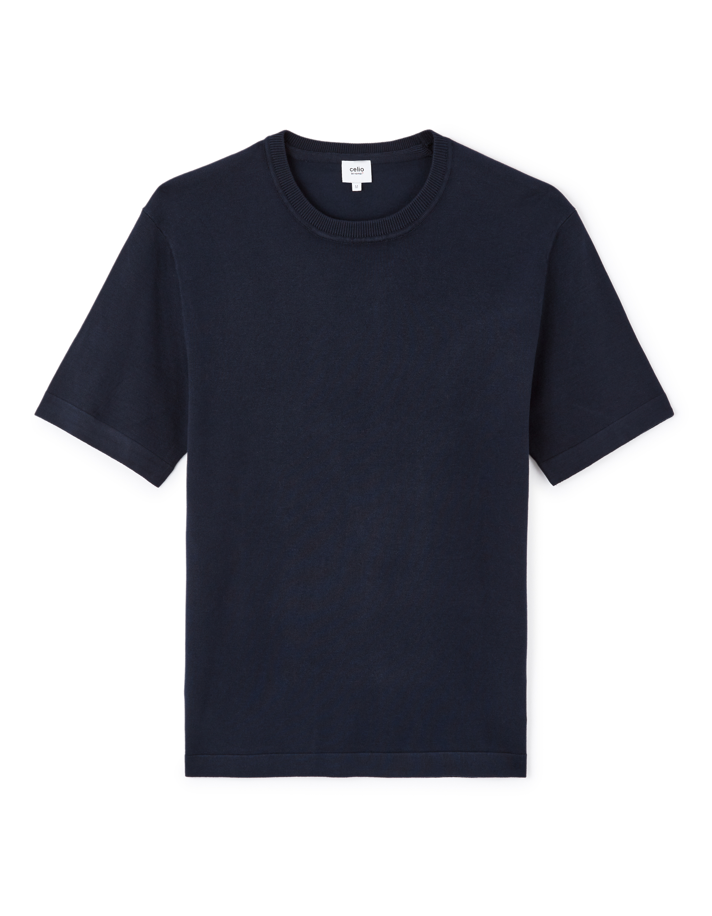 T-shirt boxy col rond 100% coton - marine