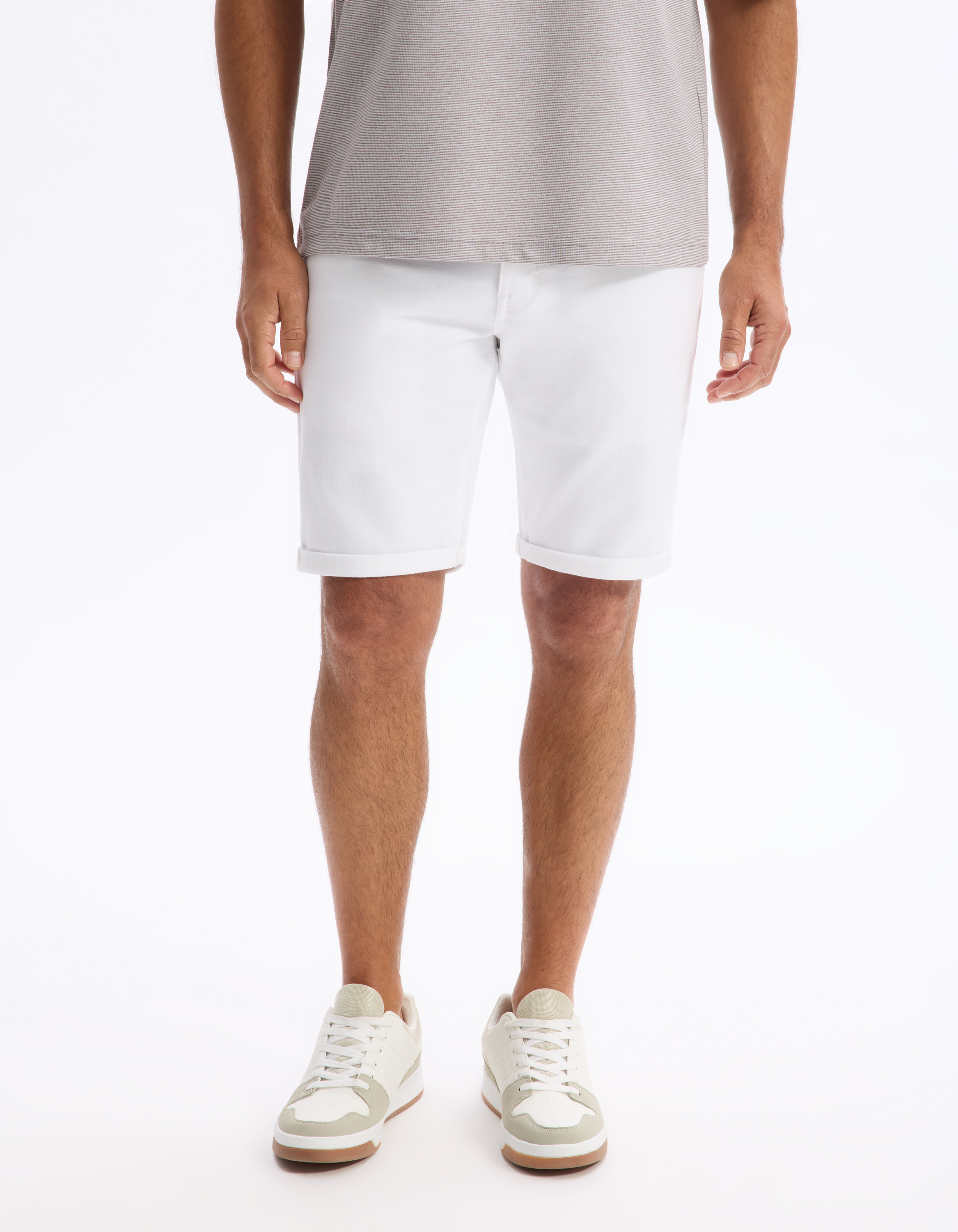 Bermuda straight en jean - blanc - camaieu - Modalova