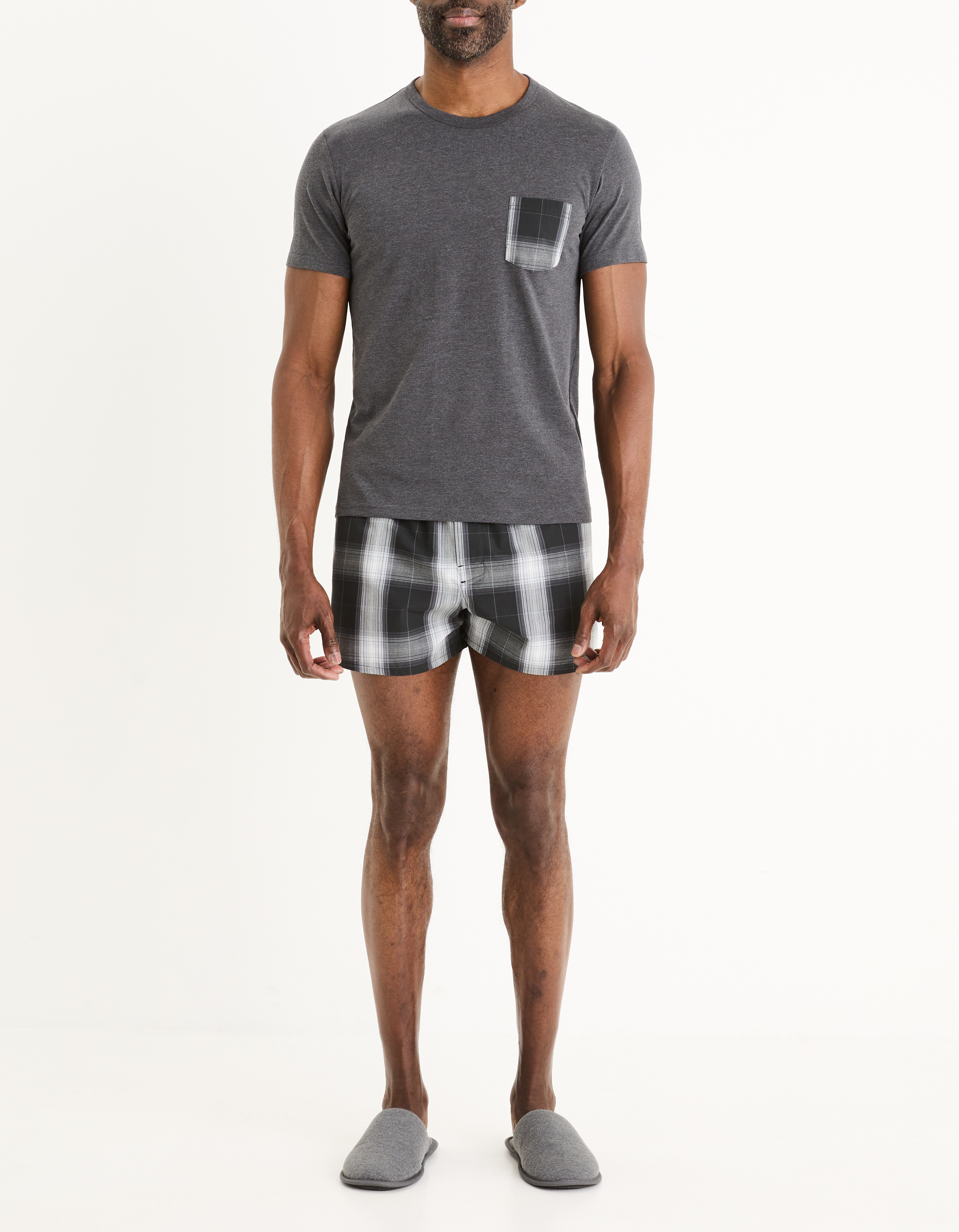 Pyjama haut et bas coton mélangé - camaieu - Modalova