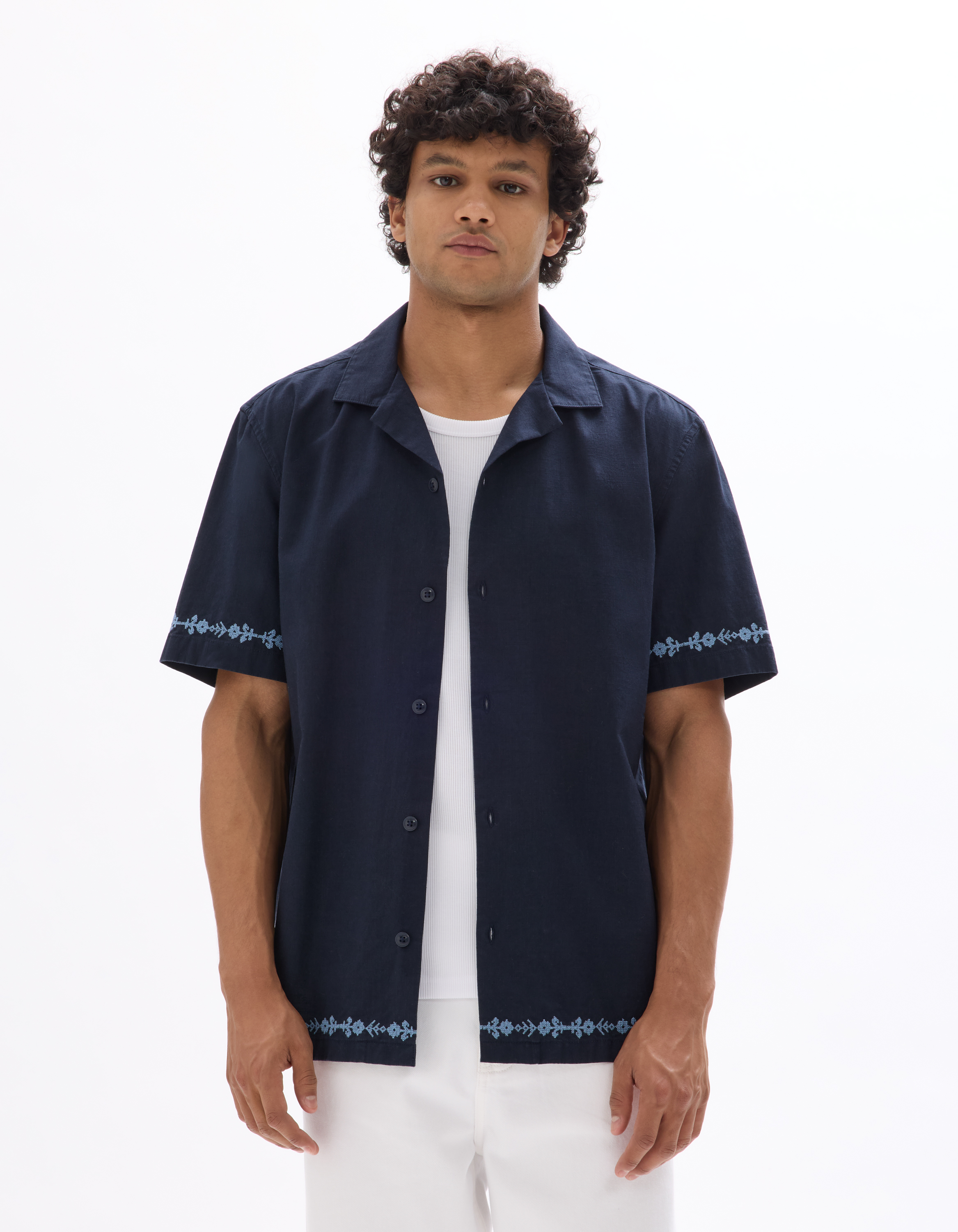 Chemisette regular brodée 100% coton - camaieu - Modalova