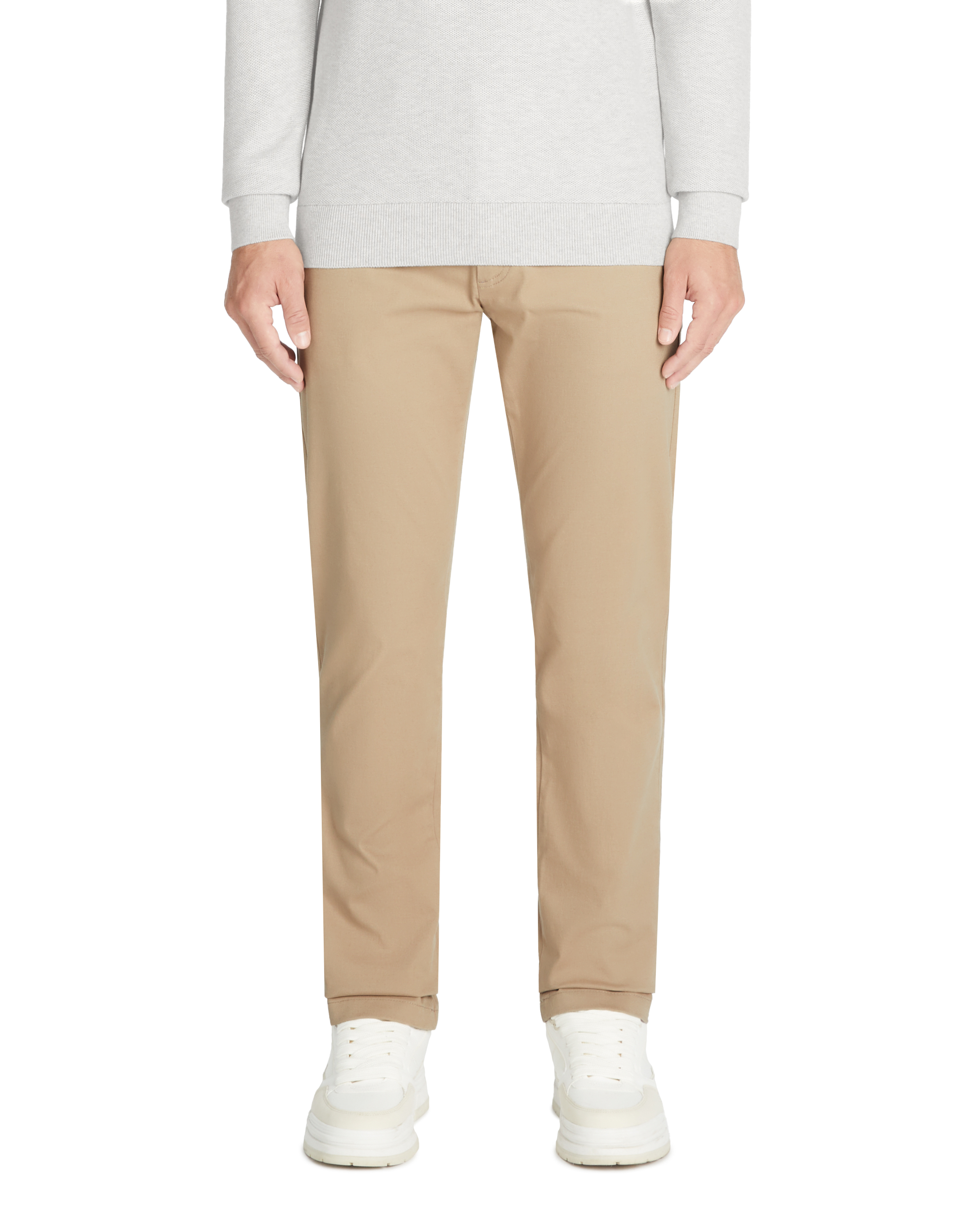 Pantalon chino straight en coton stretch - beige - camaieu - Modalova