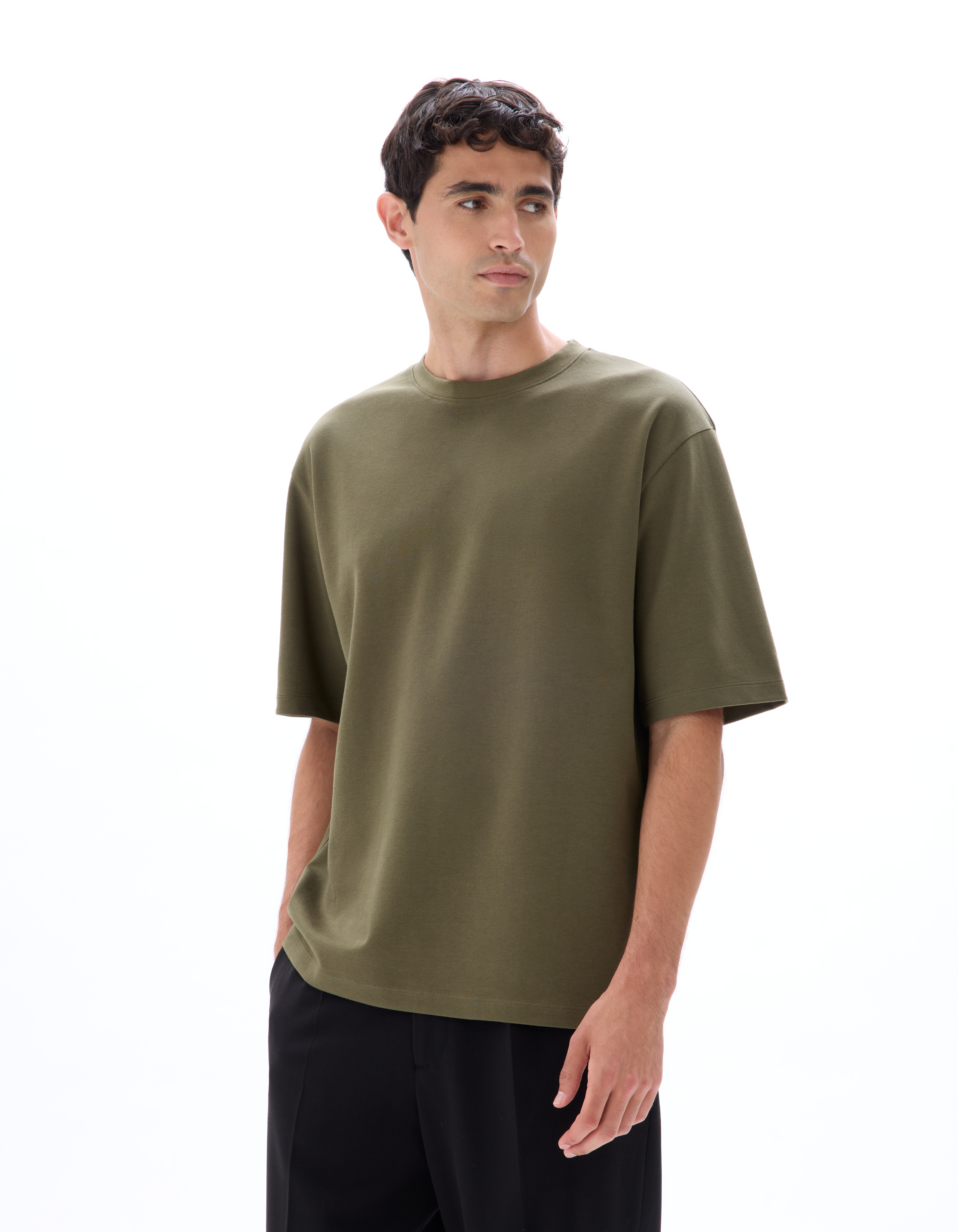 T-shirt oversize col rond - kaki - camaieu - Modalova