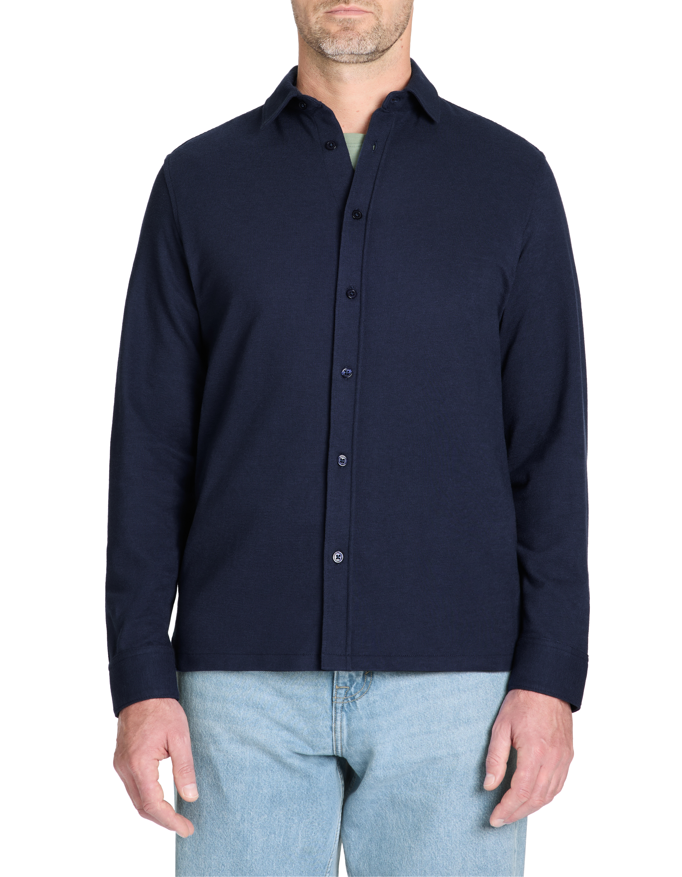Chemise regular casual coton mélangé - marine - camaieu - Modalova