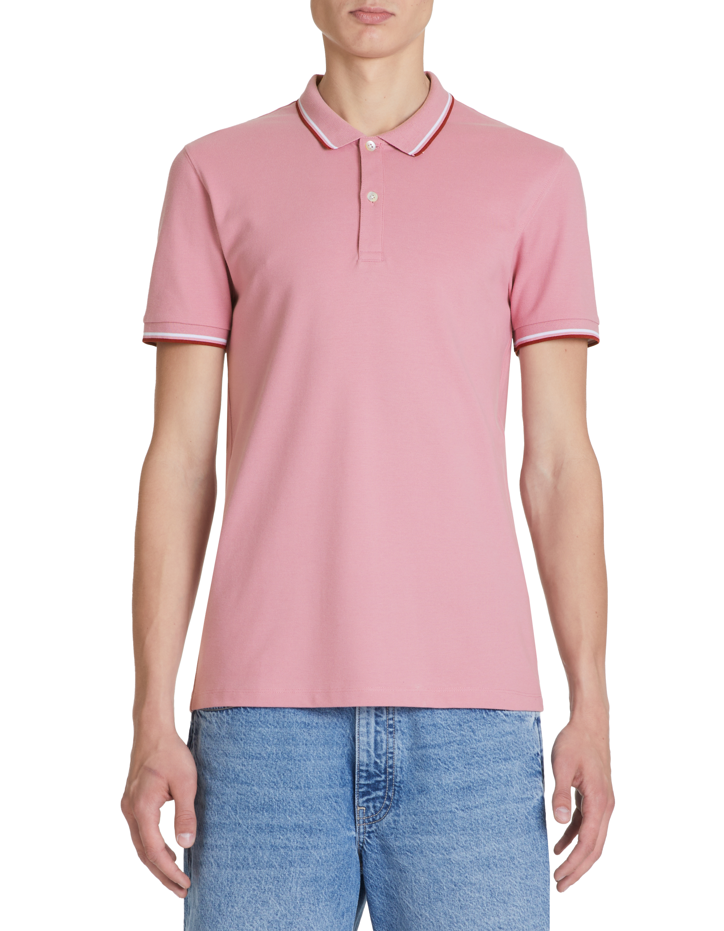 Polo piqué slim en coton stretch - rose - camaieu - Modalova
