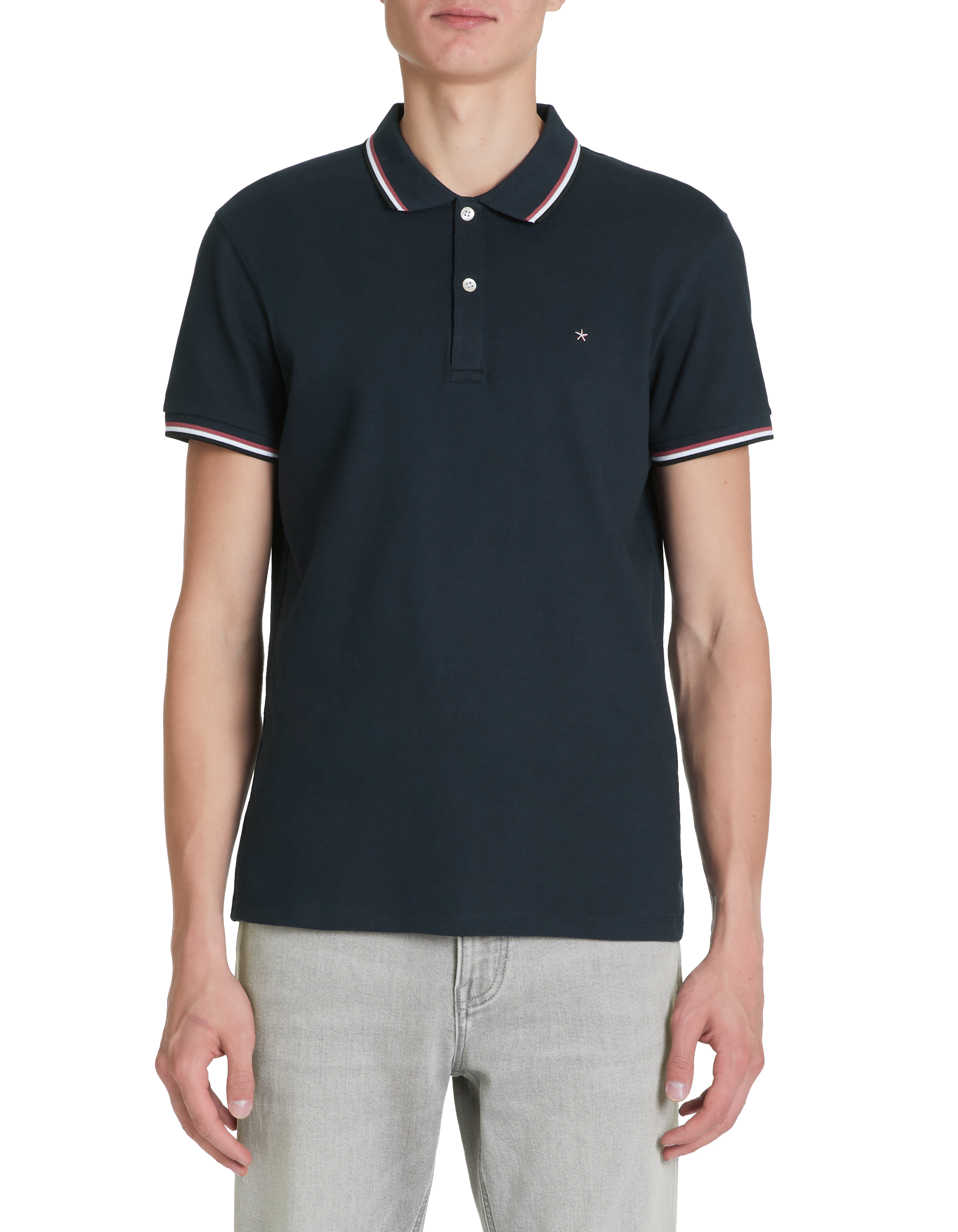 Polo piqué slim en coton stretch - marine - camaieu - Modalova
