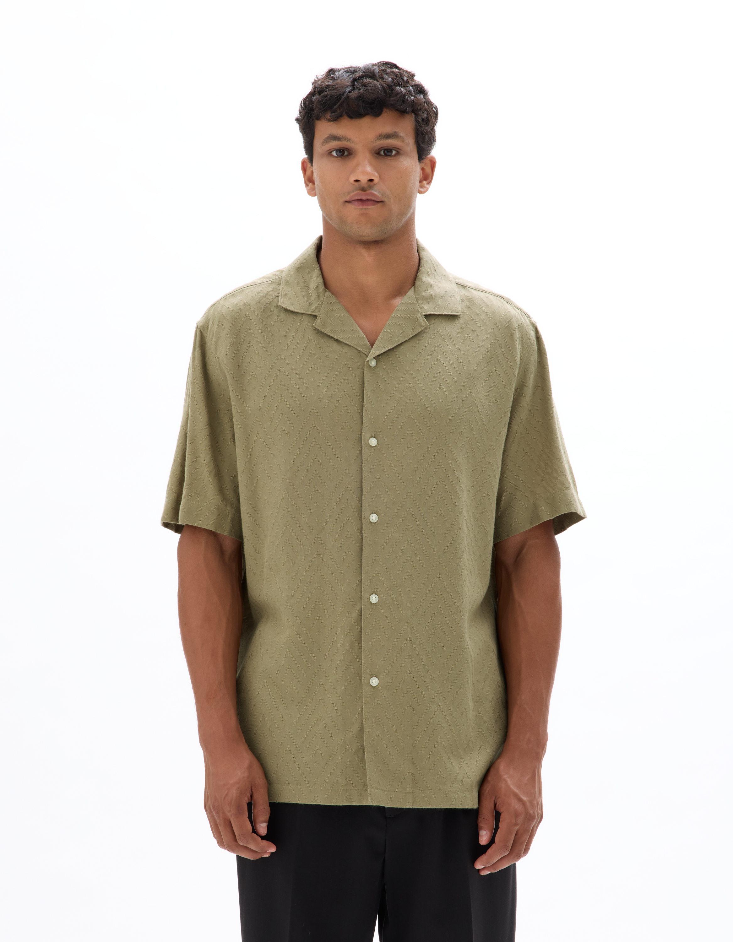 Chemisette regular en jacquard - kaki - camaieu - Modalova