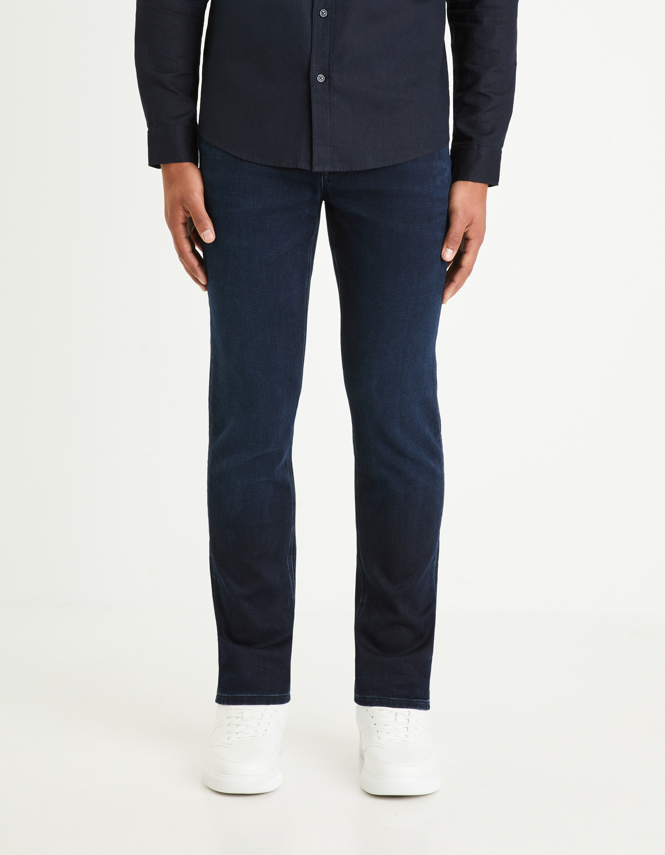 Jean C.15 straight stretch maille 3 longueur - marine - camaieu - Modalova