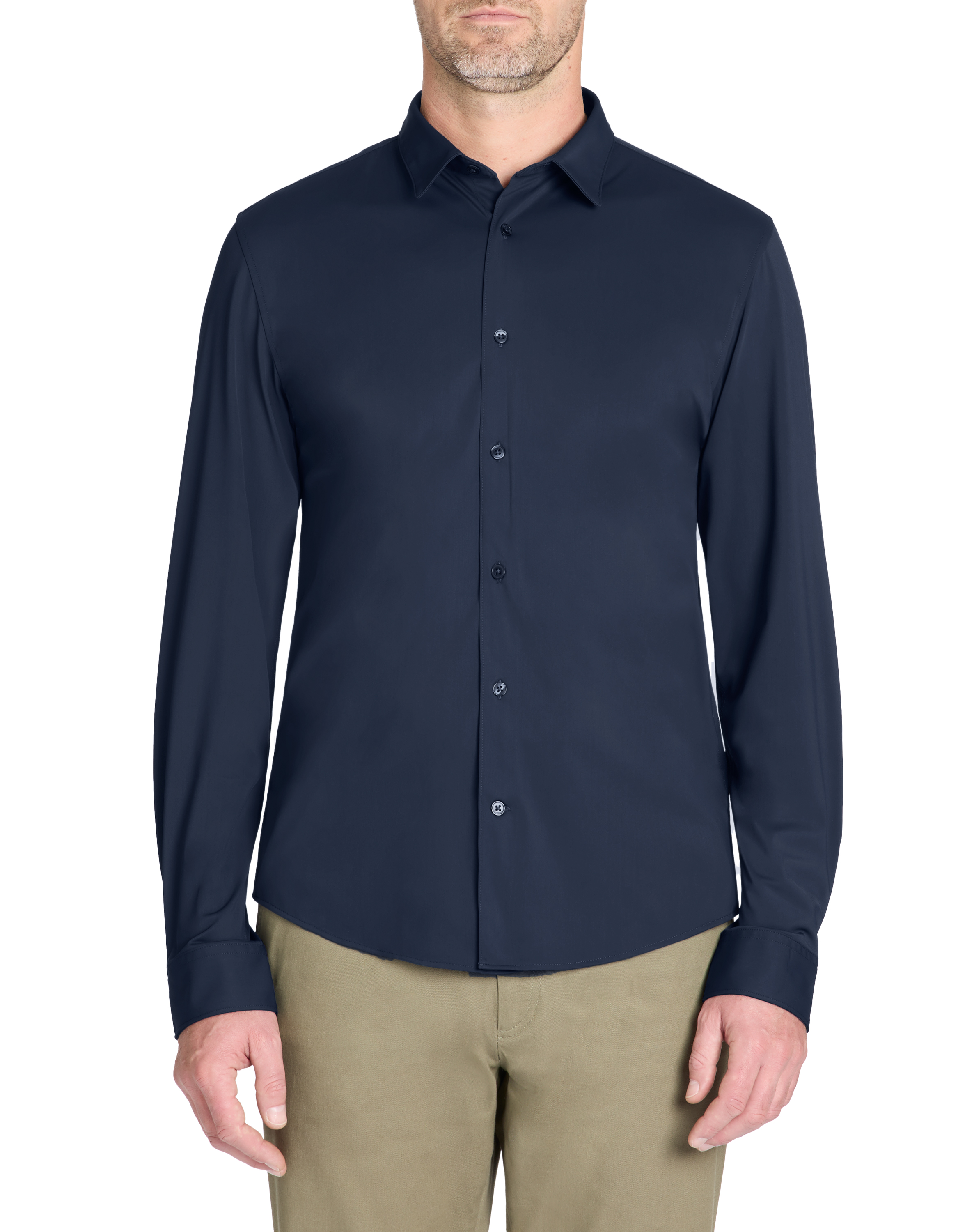 Chemise slim à col français stretch - marine - camaieu - Modalova