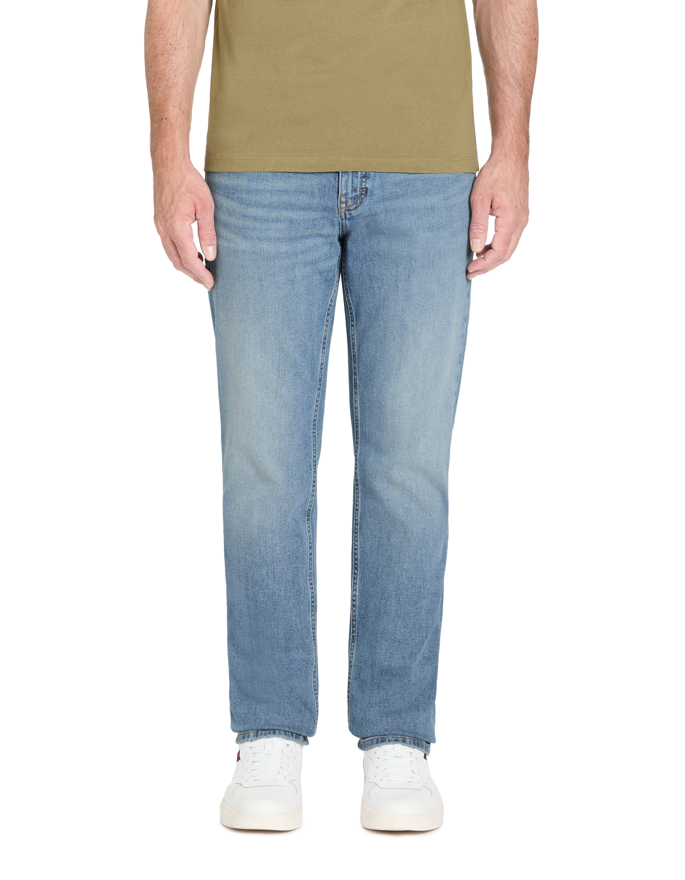 Jean straight coton stretch - bleu clair - camaieu - Modalova