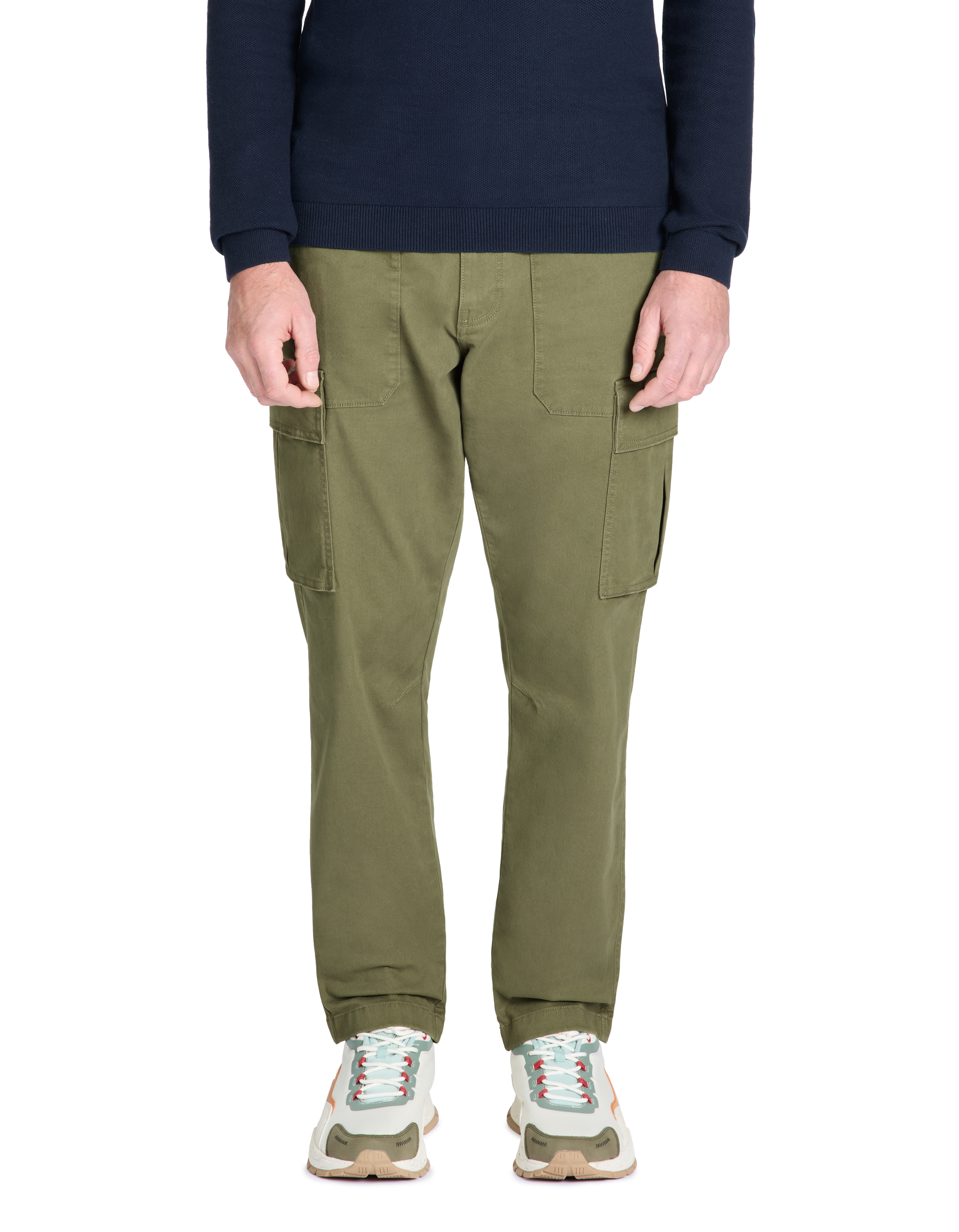 Pantalon cargo bas droit coton stretch - camaieu - Modalova