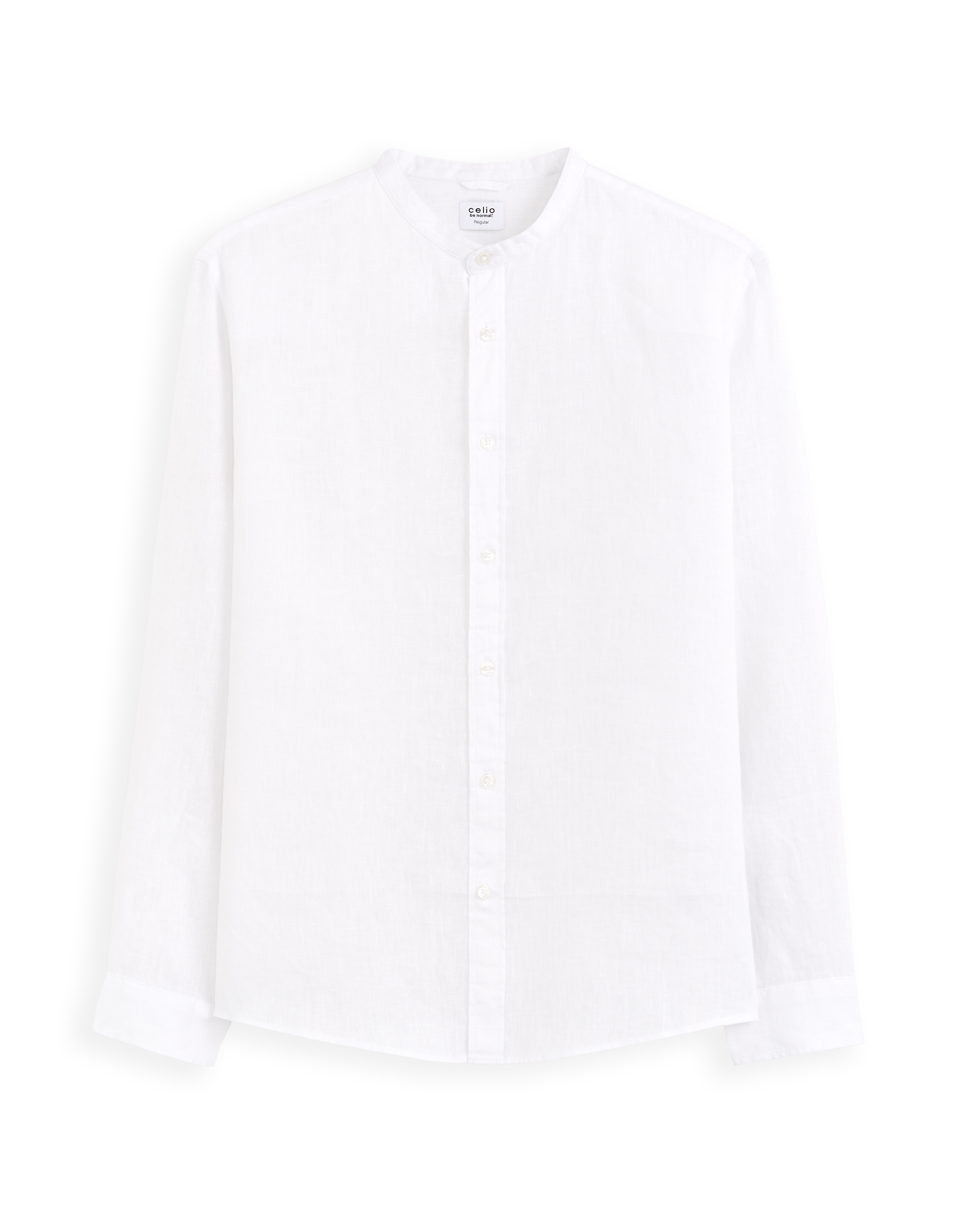 Chemise regular col mao 100% lin - blanc