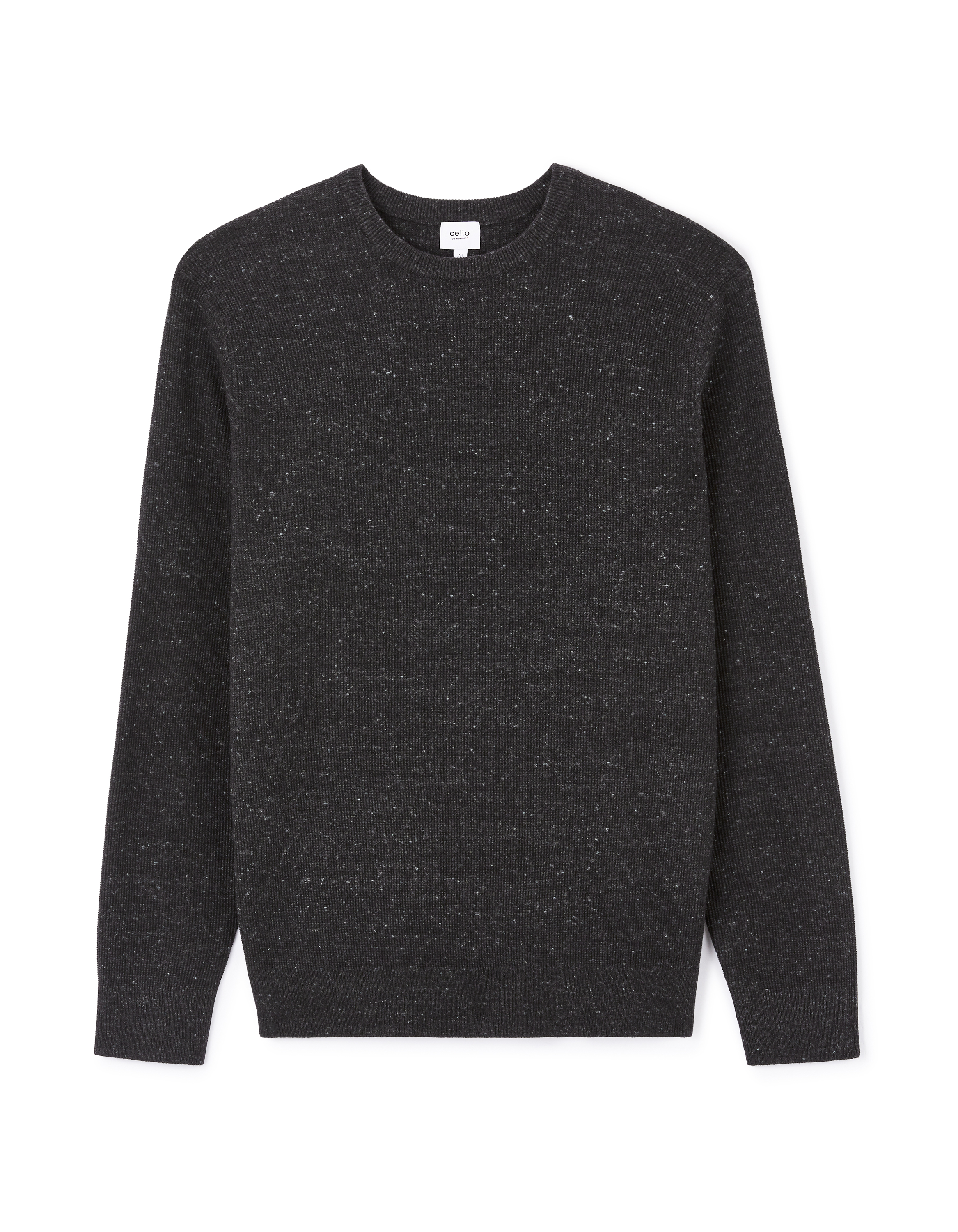 Pull col rond coton mélangé - noir