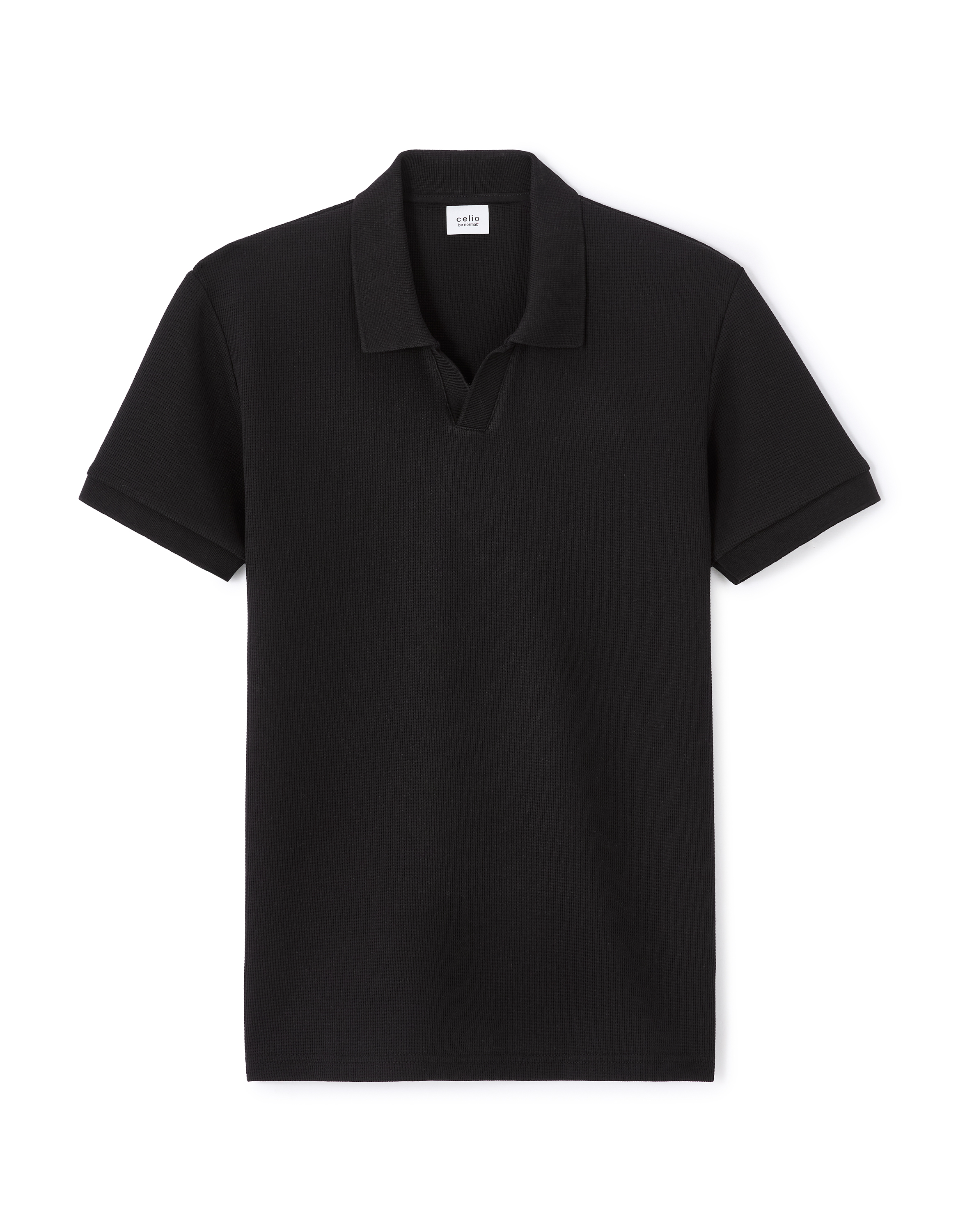 Polo regular en maille gaufré - noir