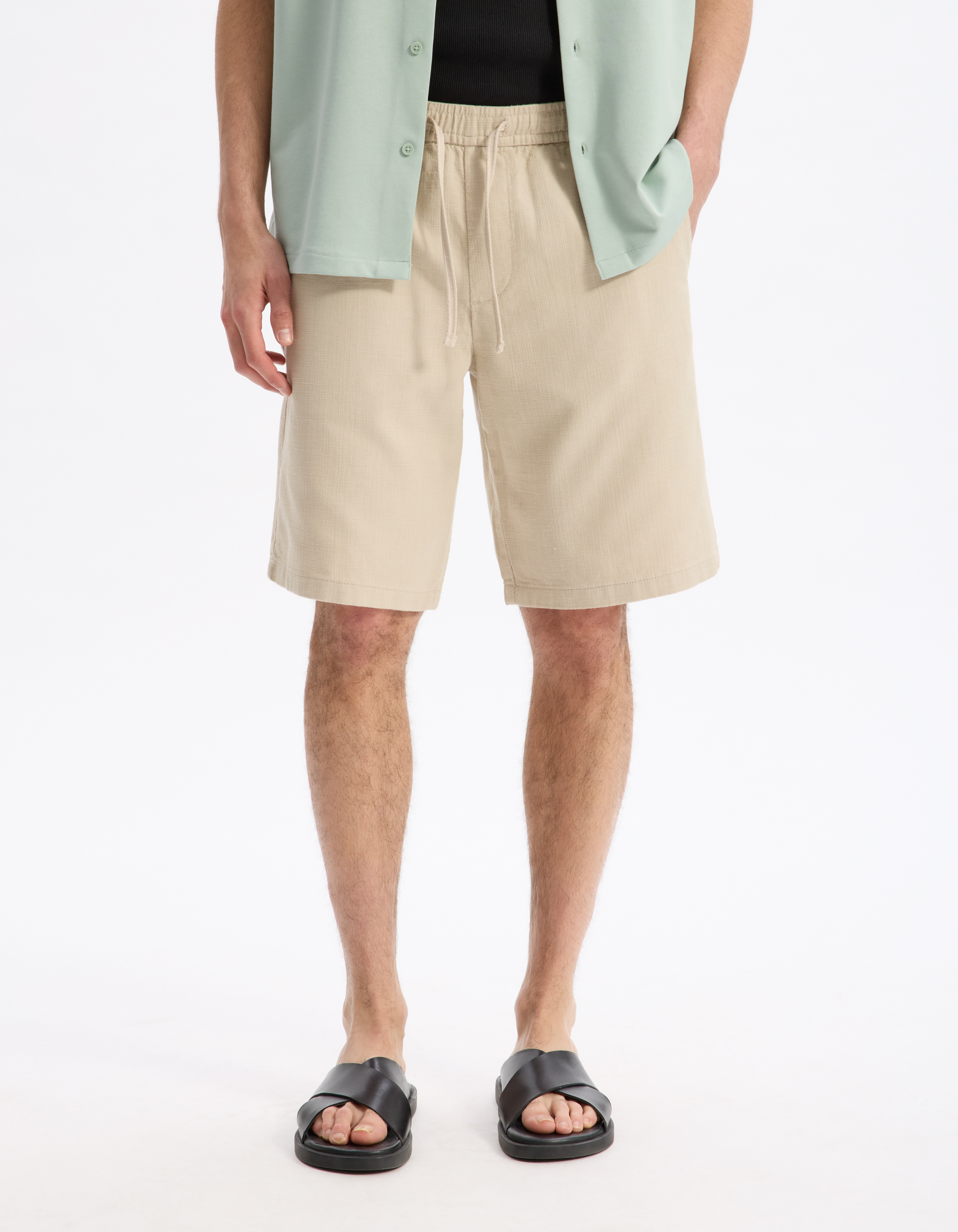 Bermuda 100% coton armuré - beige - camaieu - Modalova