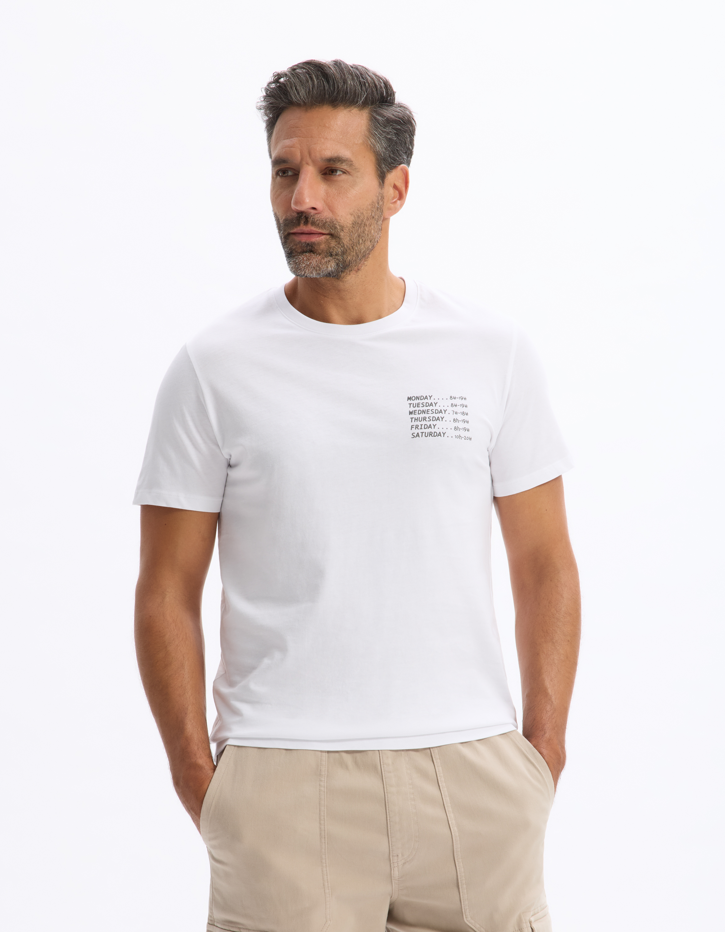 T-shirt straight col rond 100% coton - camaieu - Modalova