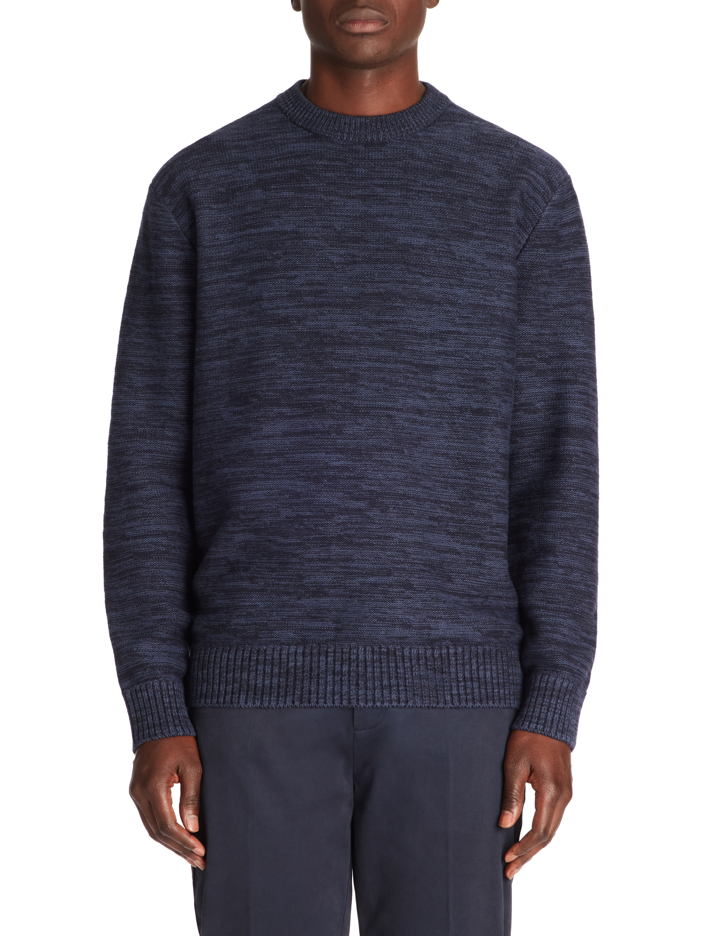 Pull col rond relax coton mélangé - marine - camaieu - Modalova