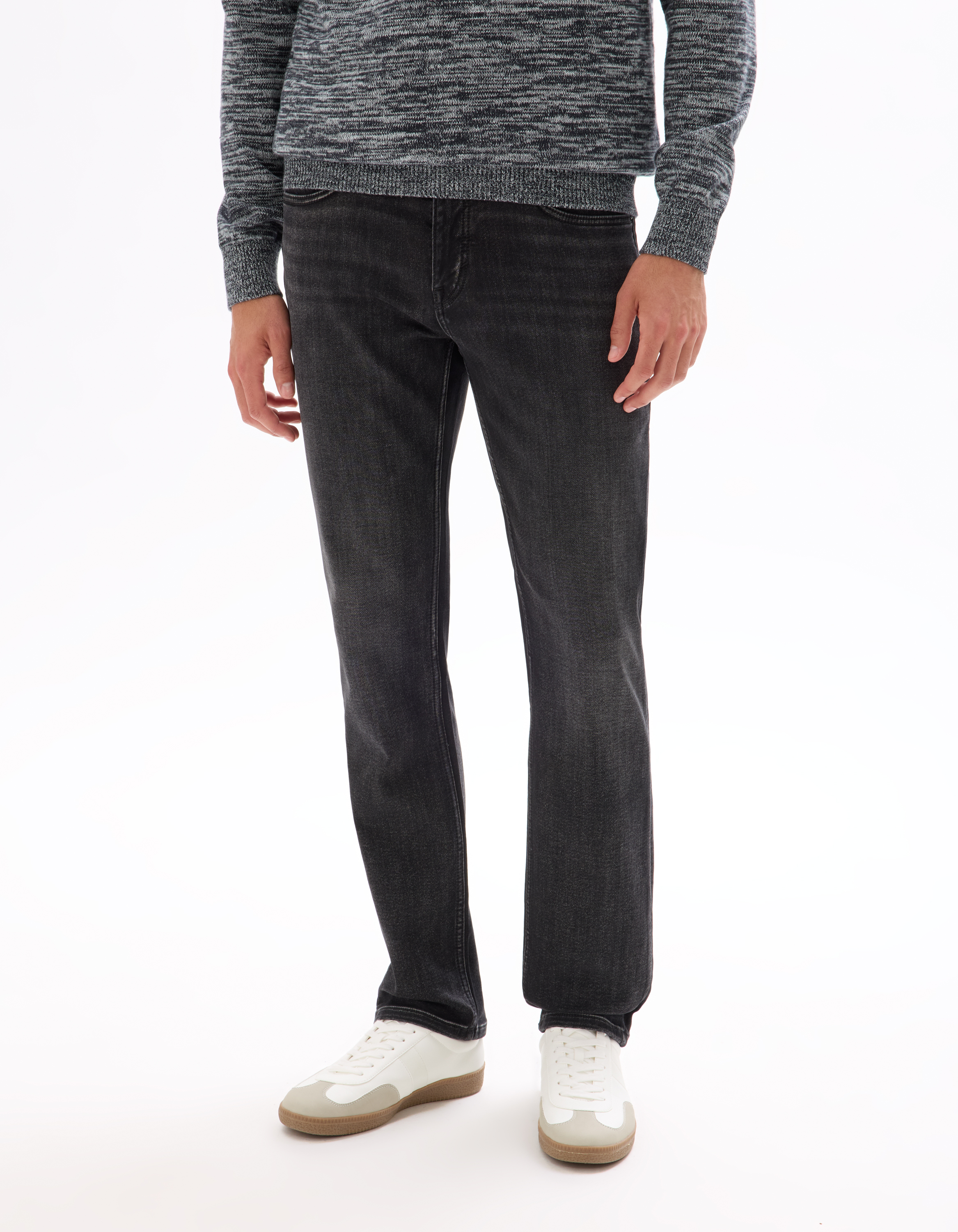Jean C.15 straight stretch maille 3 longueurs - noir - camaieu - Modalova