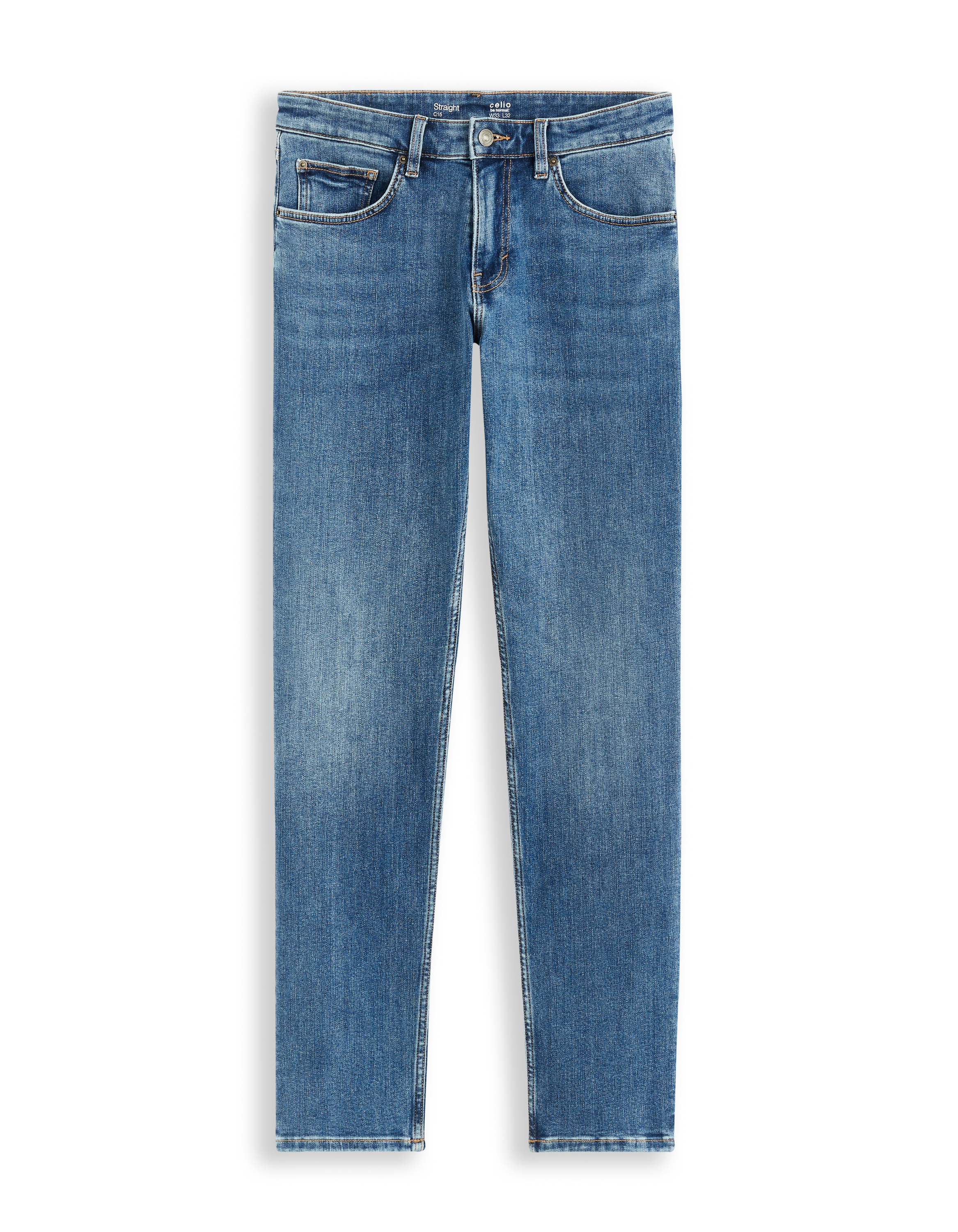 Jean C.15 straight coton stretch 3 longueurs - Bleu