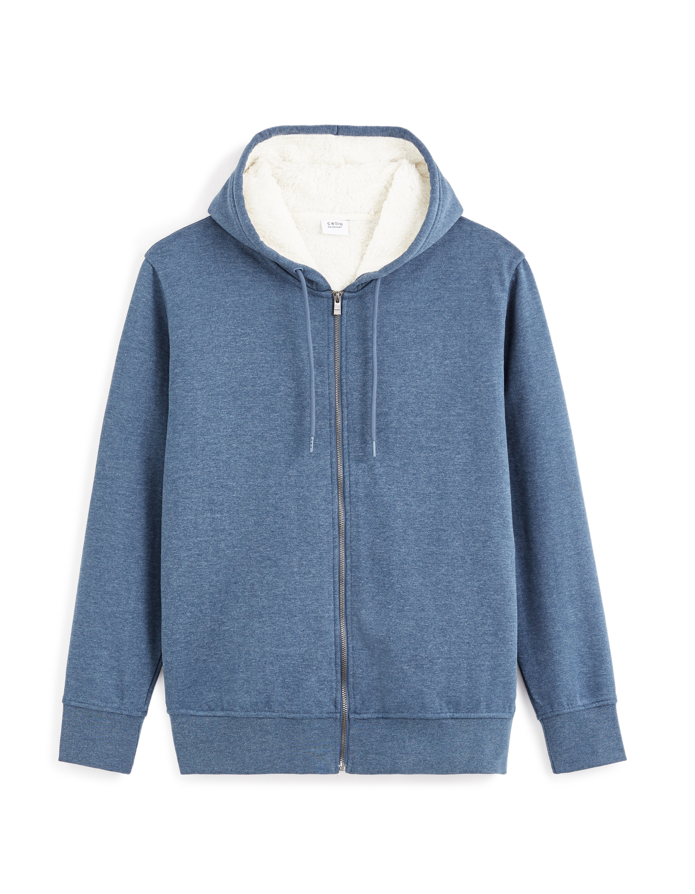 Sweat zippé à capuche coton mélangé - marine
