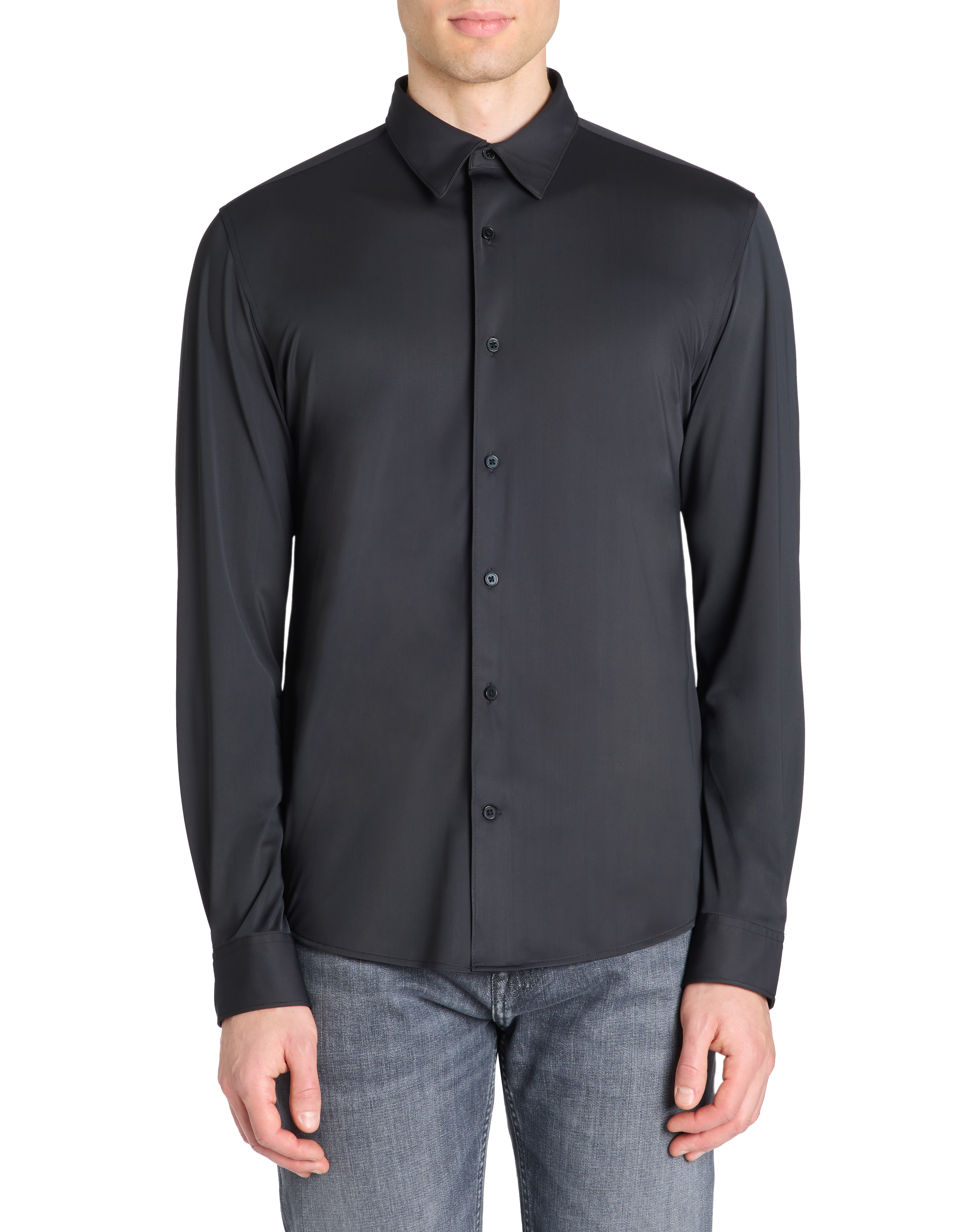 Chemise slim à col français stretch - camaieu - Modalova