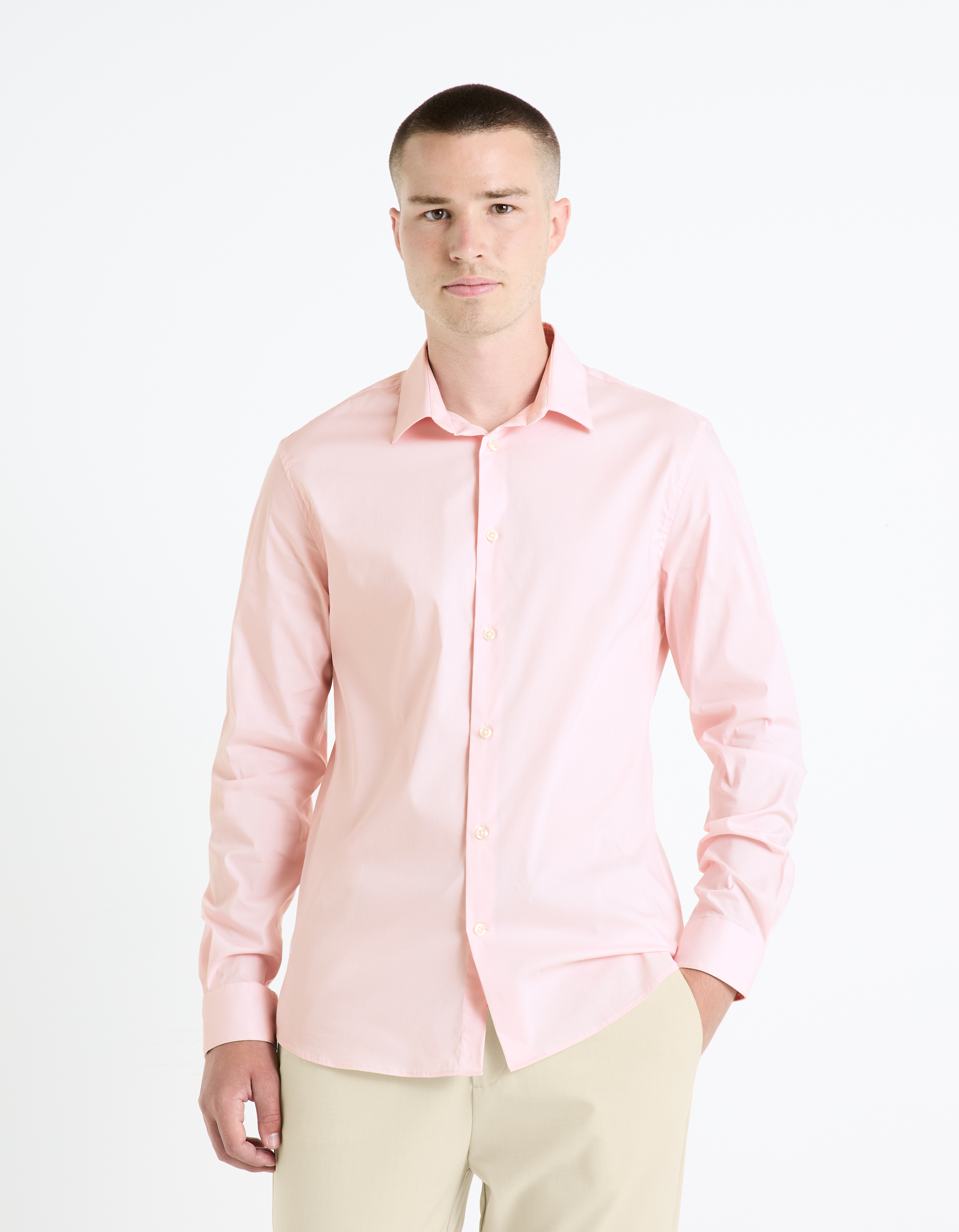 Chemise slim en coton stretch - camaieu - Modalova