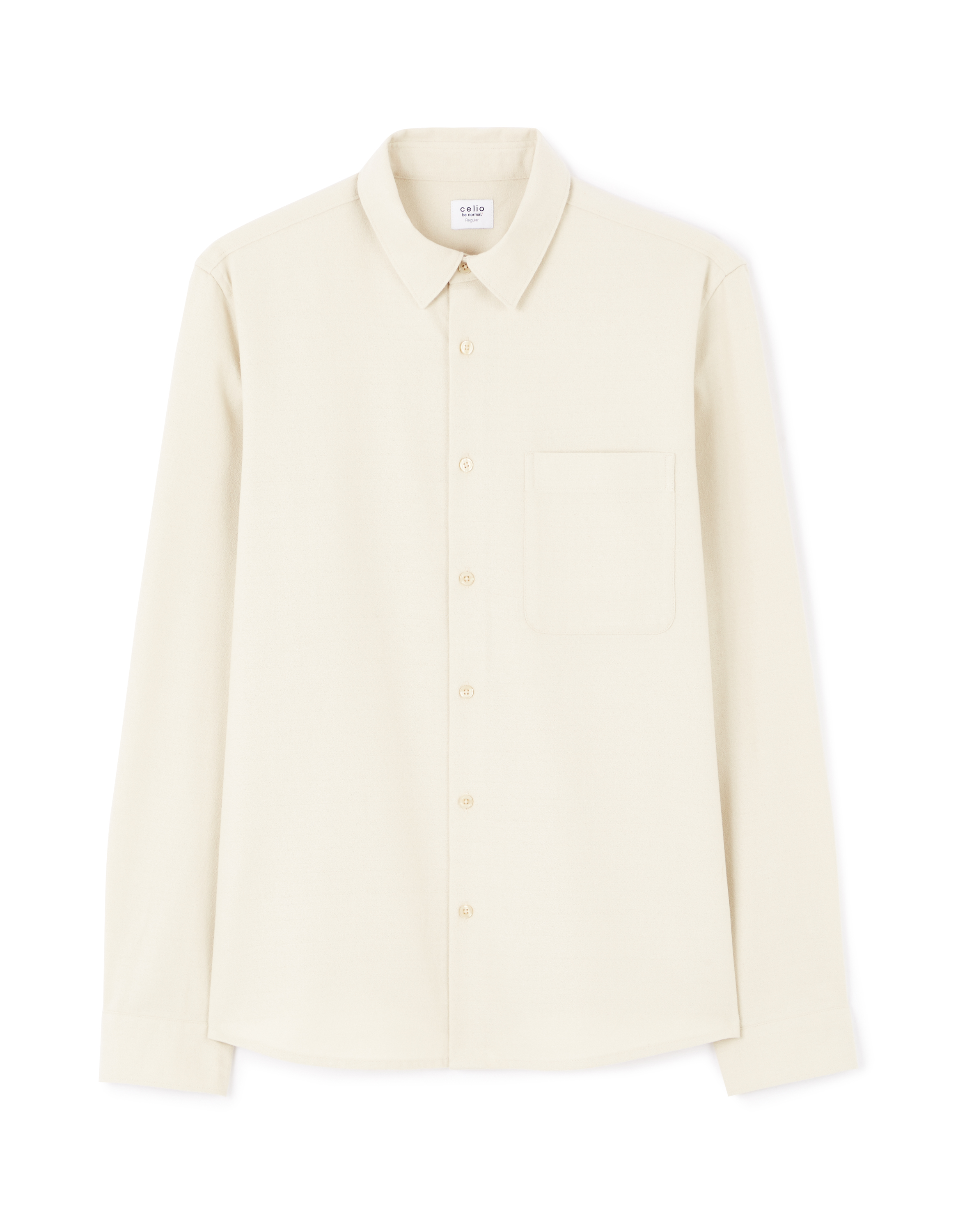 Chemise regular en coton mélangé - beige