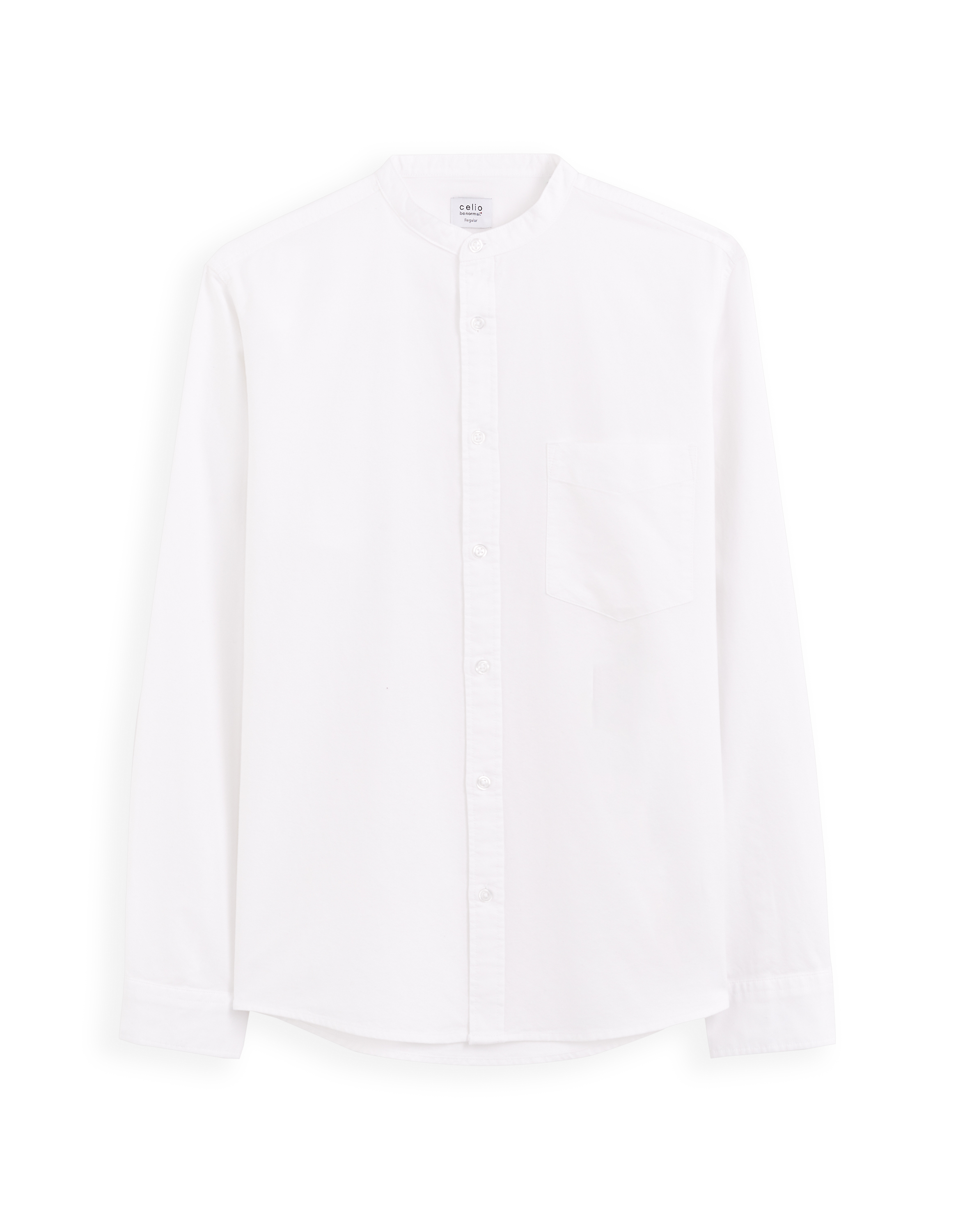 Chemise col mao regular en coton oxford - blanc