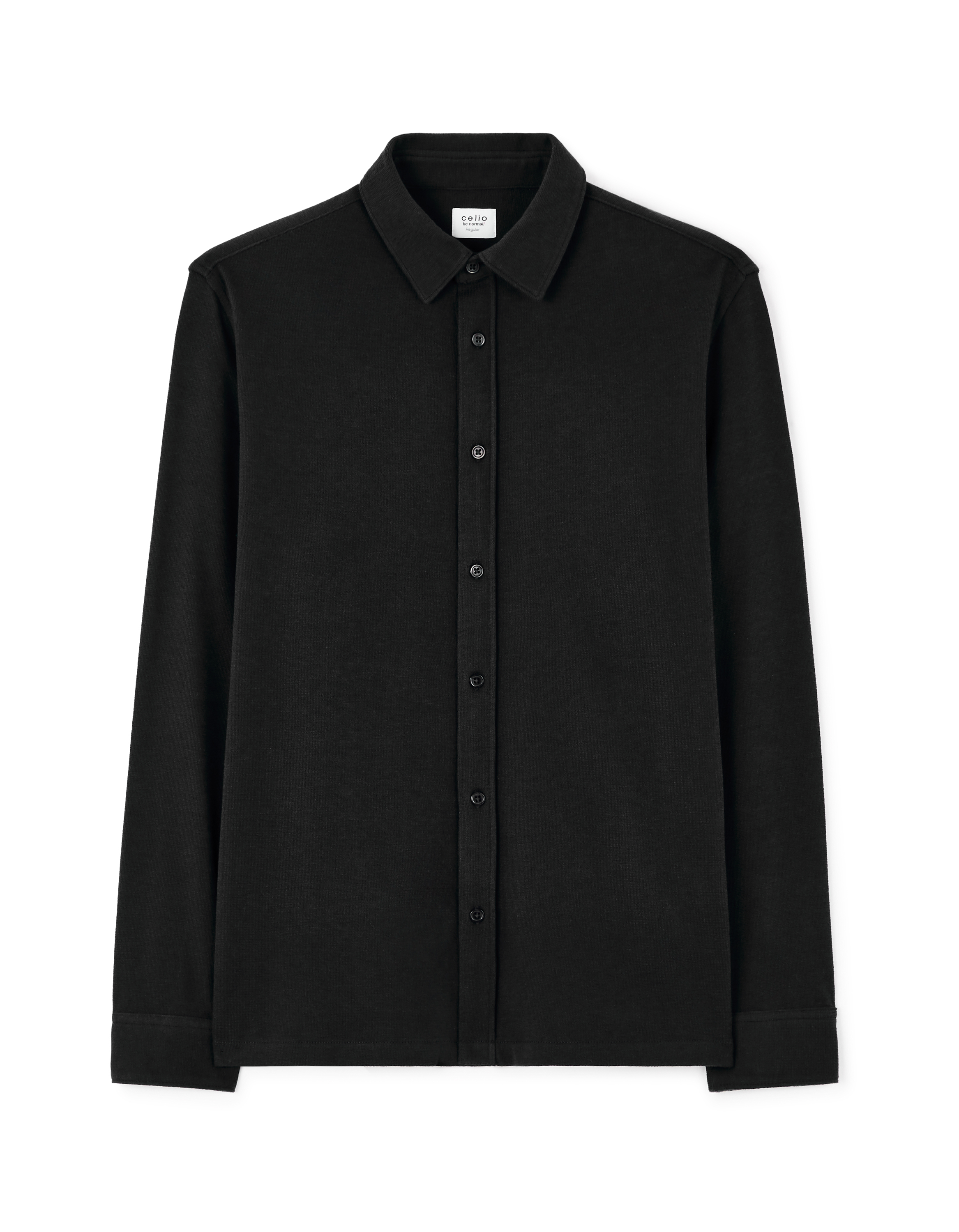 Chemise regular en maille coton mélangé - noir