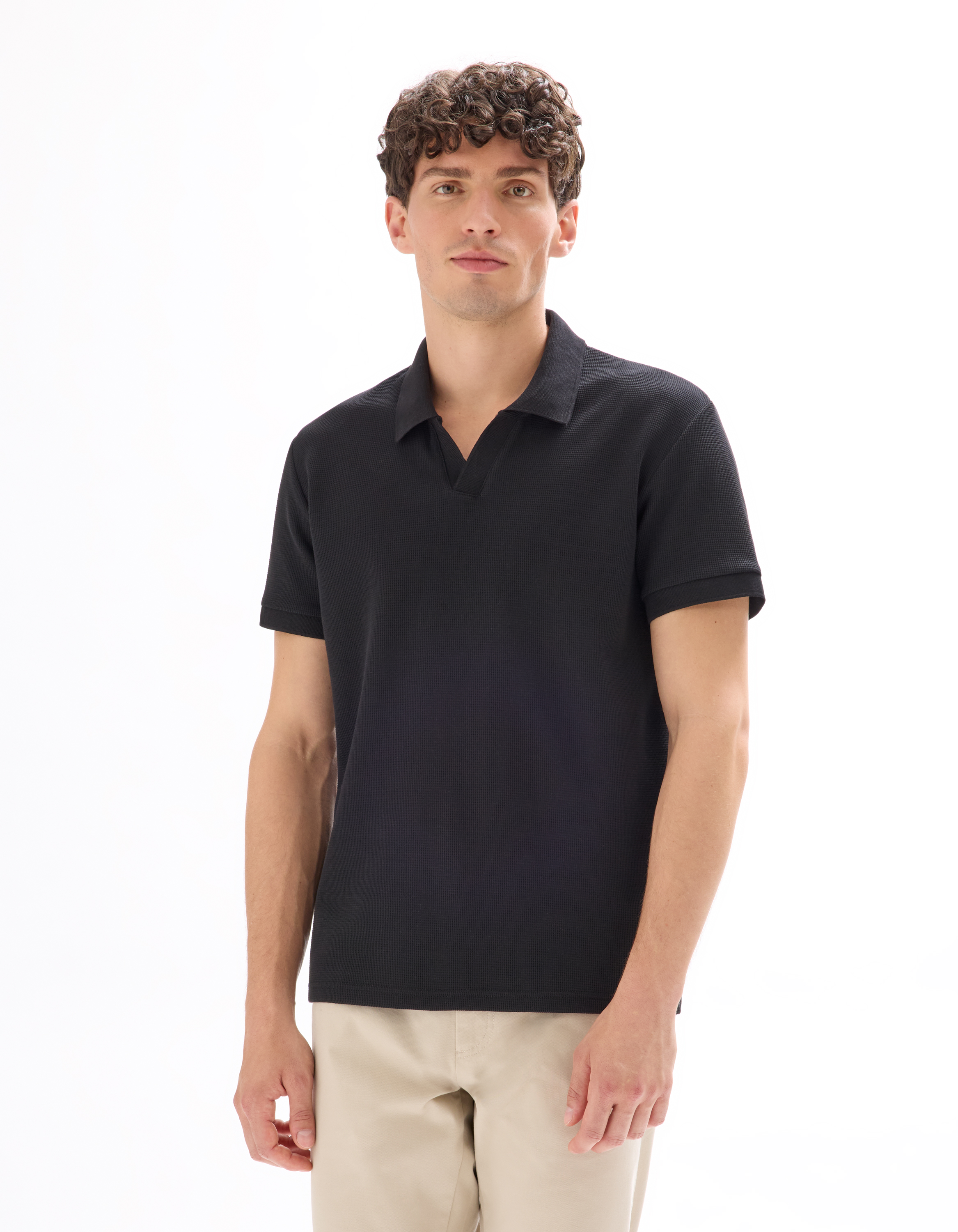 Polo regular en maille gaufré - camaieu - Modalova