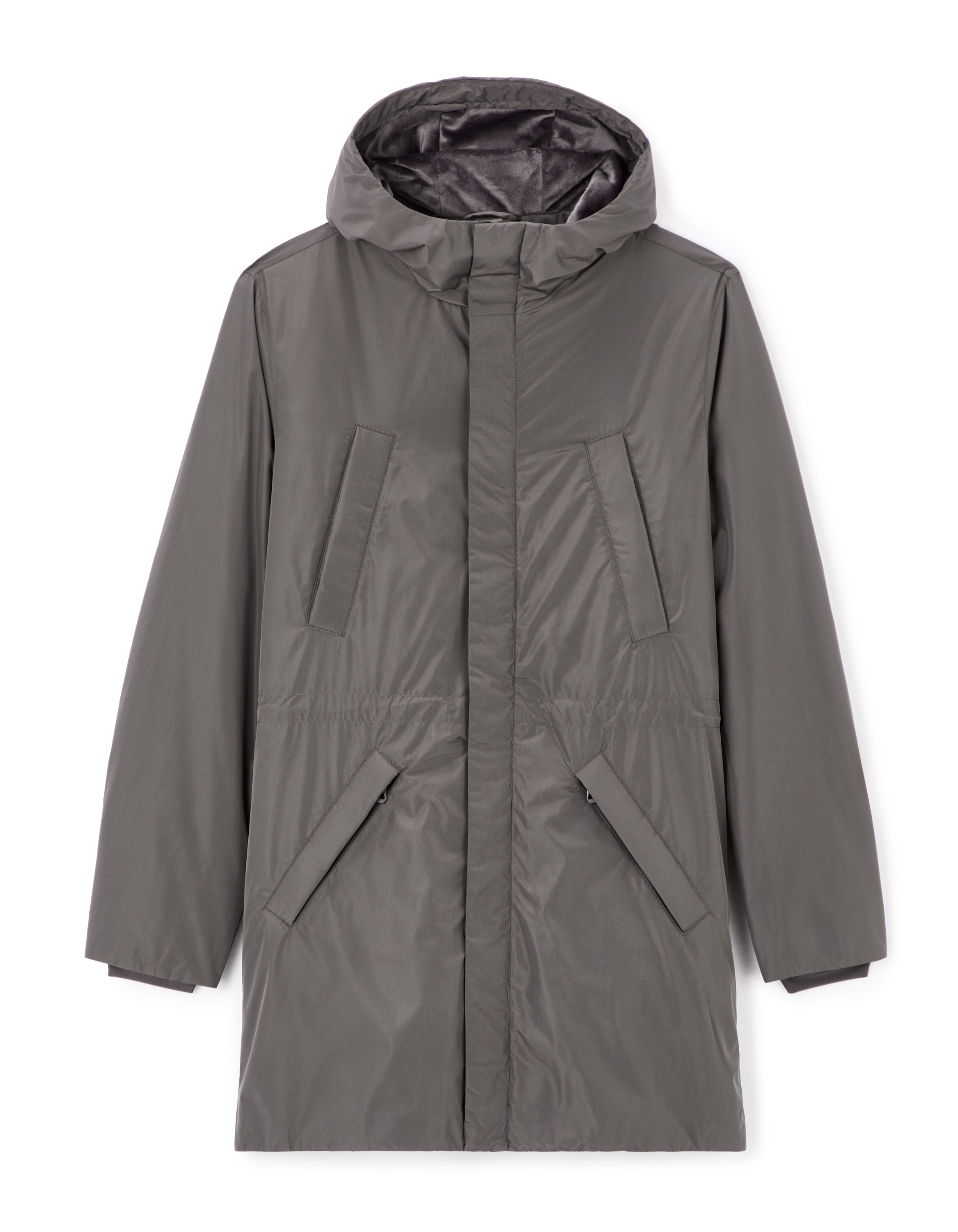 Parka longue à capuche - gris