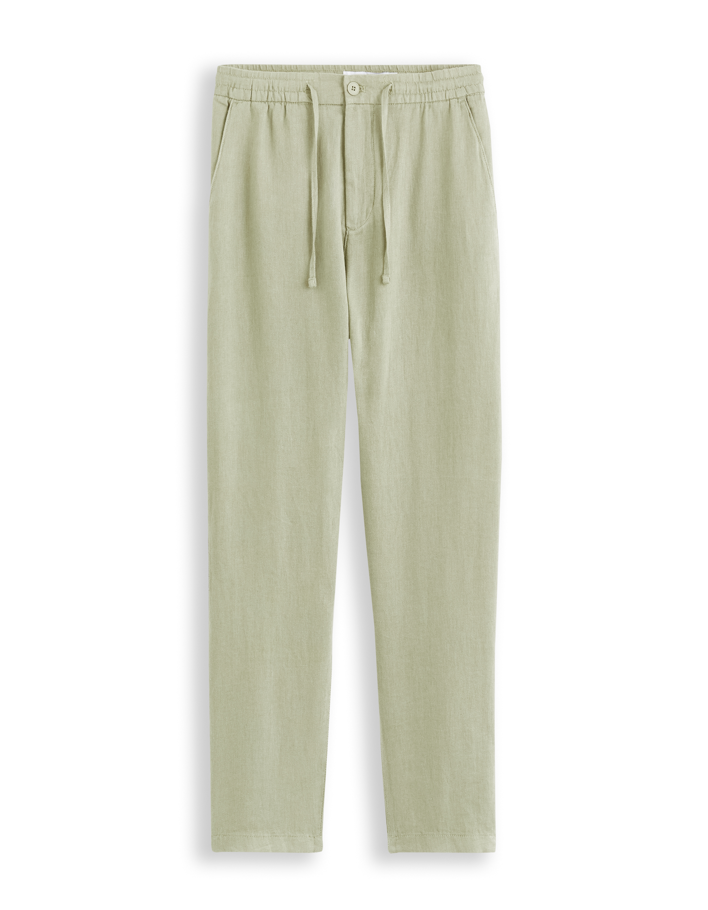 Pantalon straight 100% lin - vert sauge