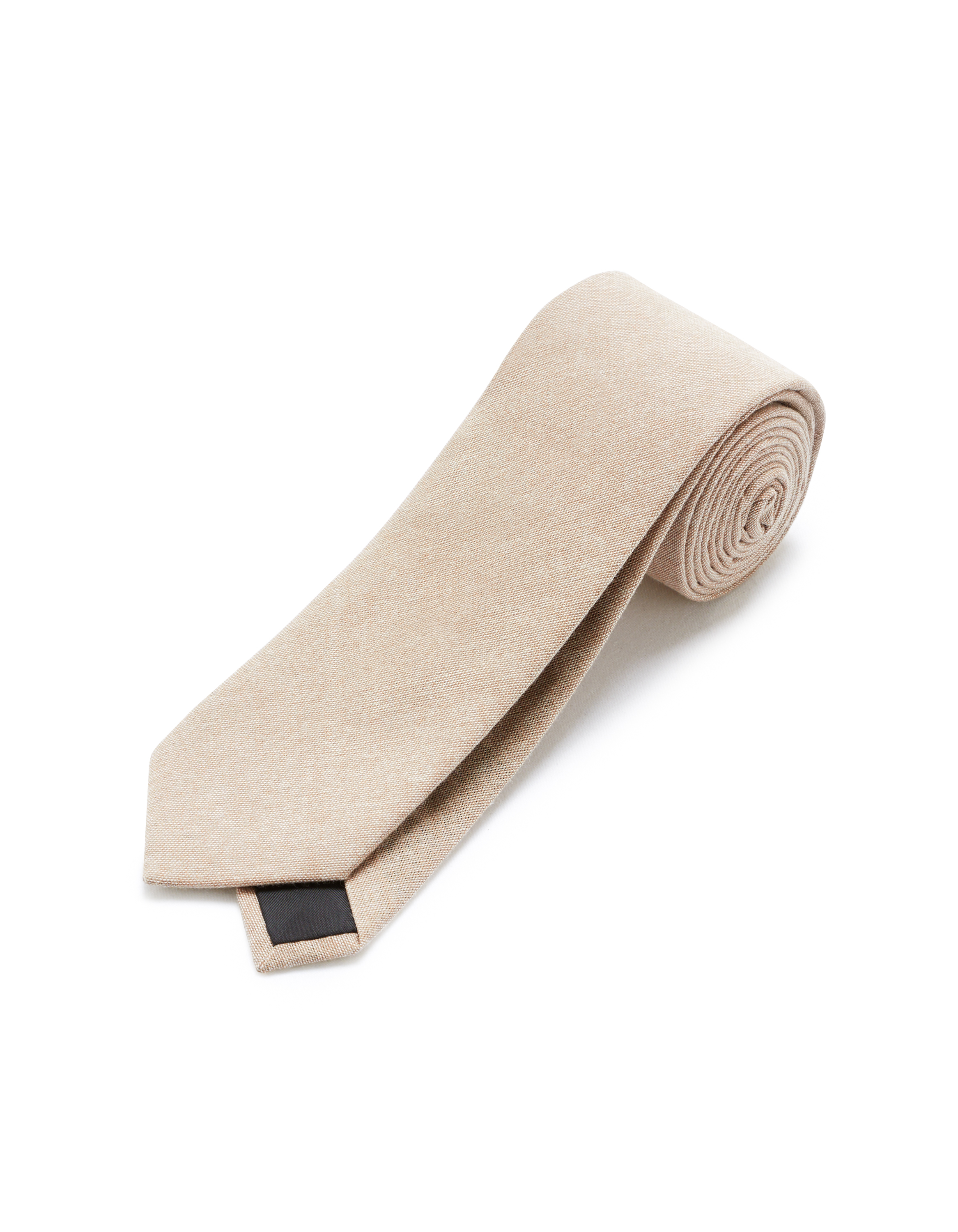 Cravate uni 100% coton - beige