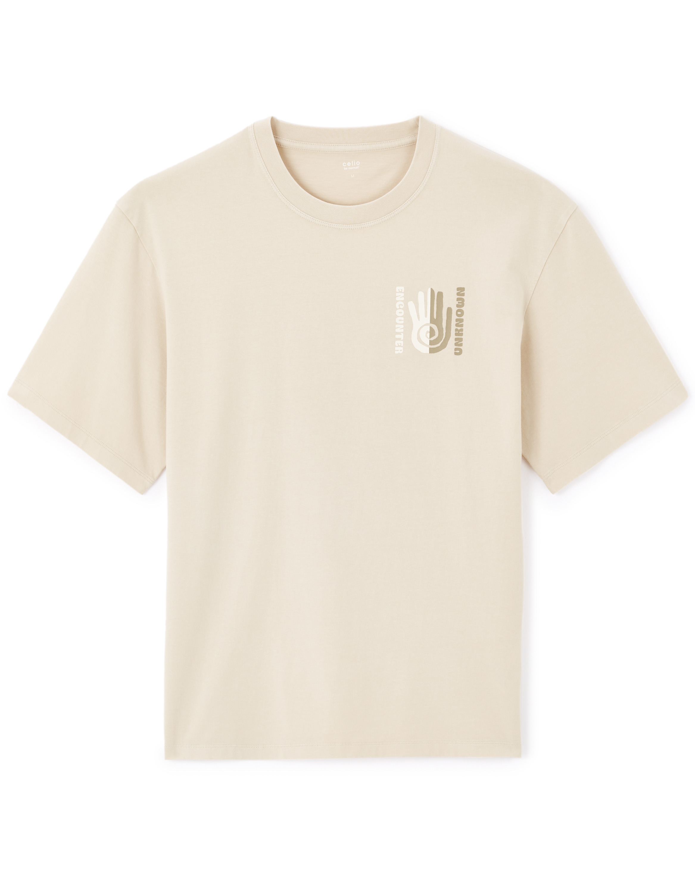 T-shirt oversize col rond 100% coton - beige