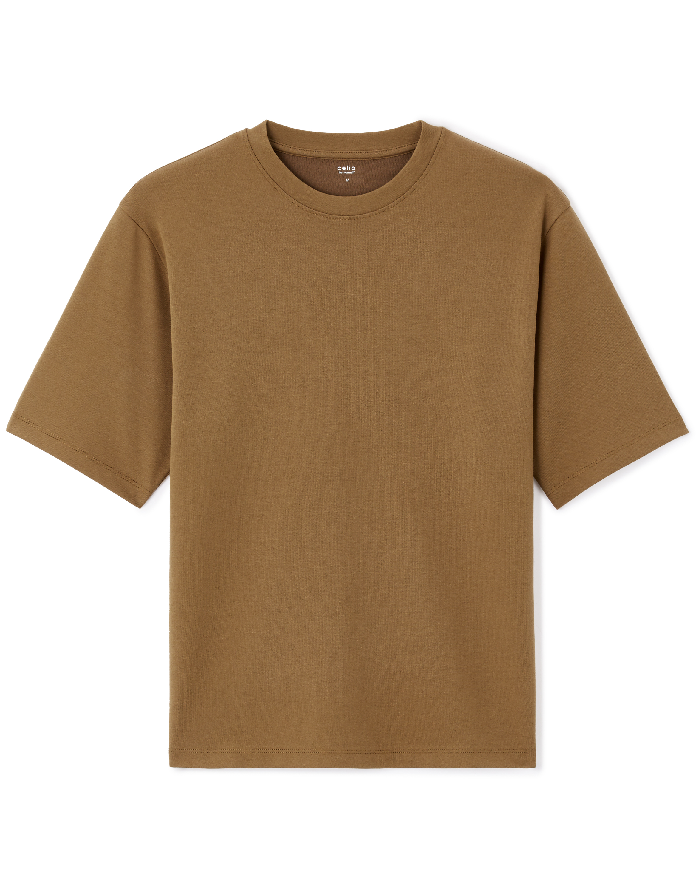 T-shirt oversize col rond - café