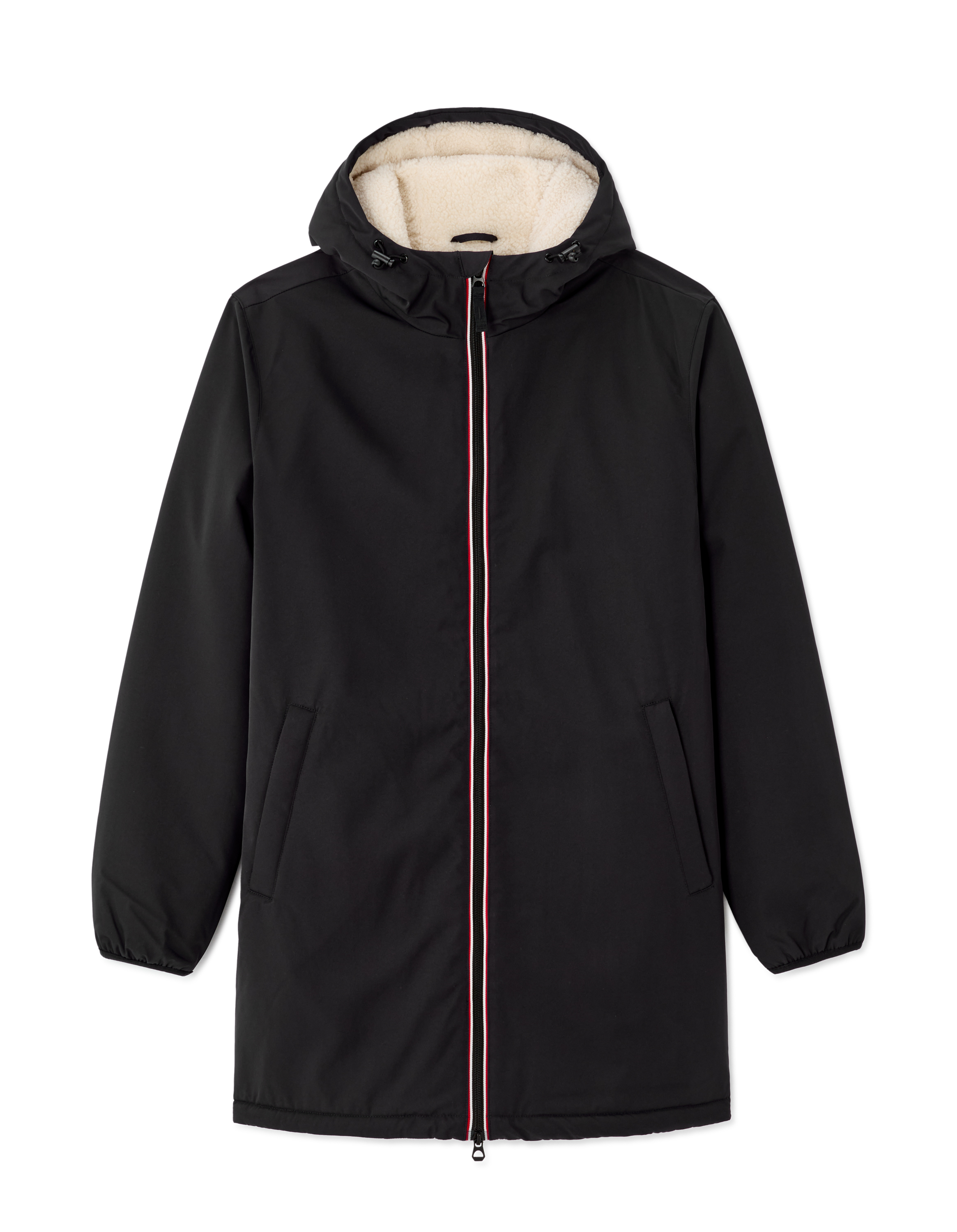 Parka à capuche doublé sherpa - noir