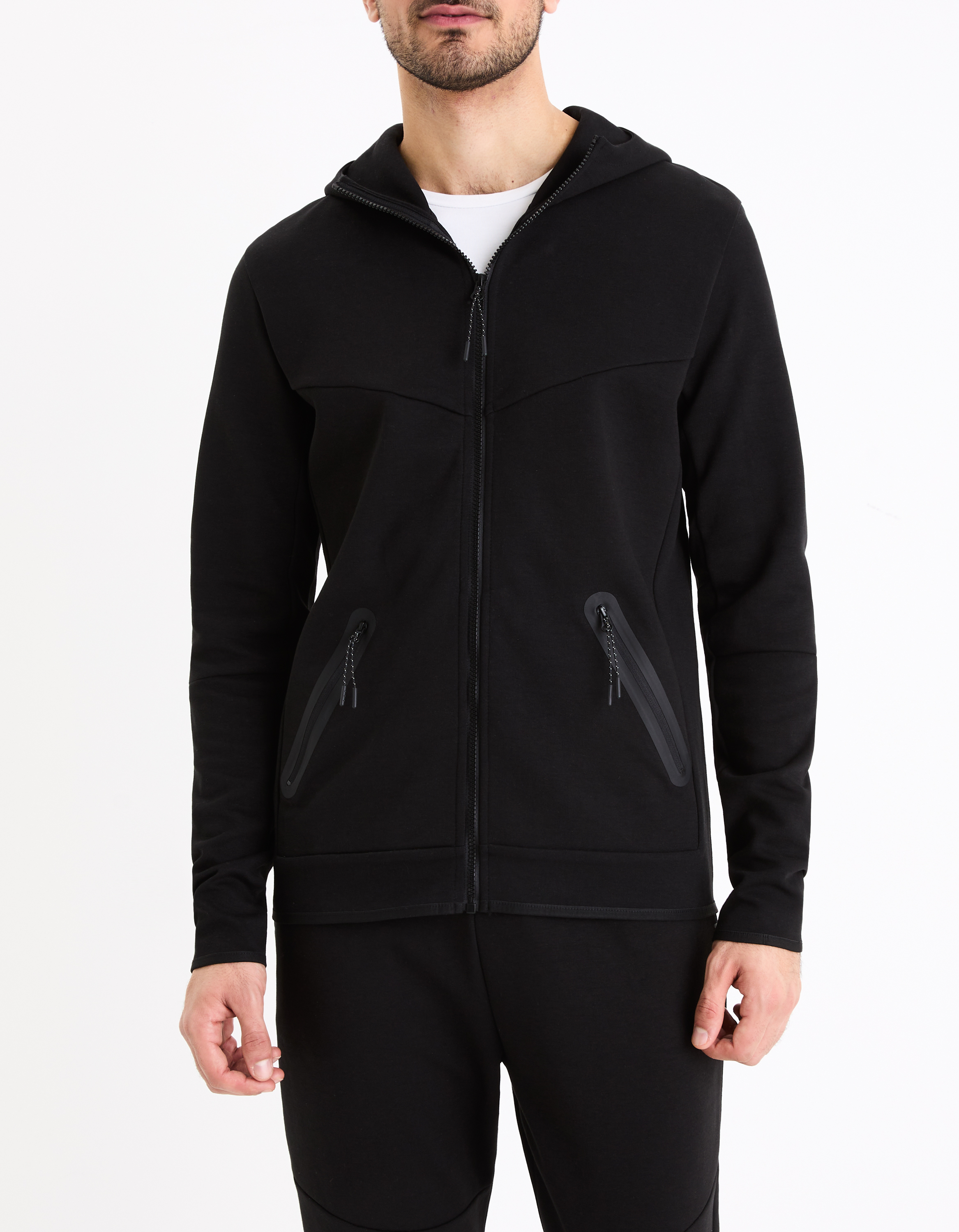 Veste zippée à capuche - noir - camaieu - Modalova