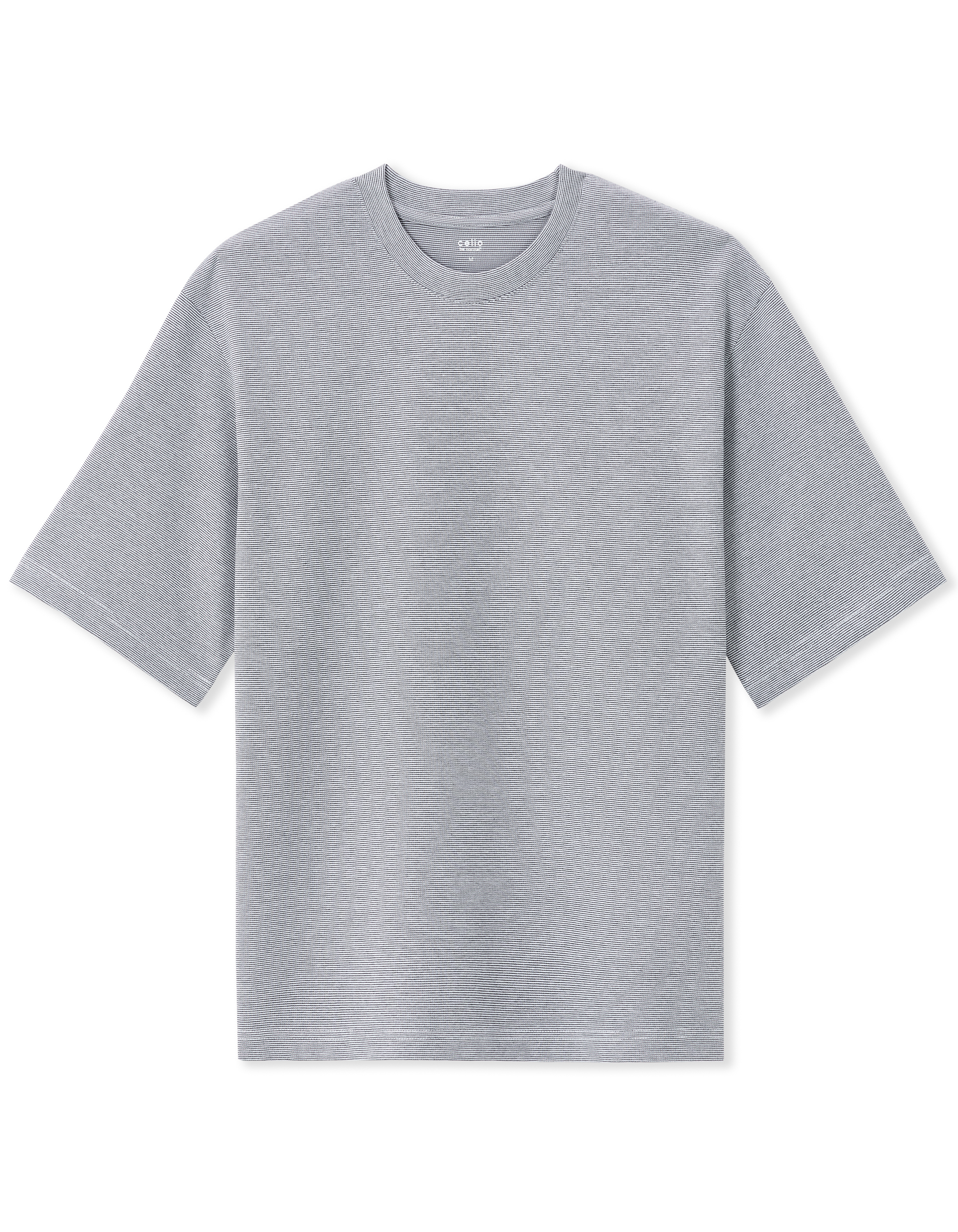T-shirt oversize col rond rayé - marine