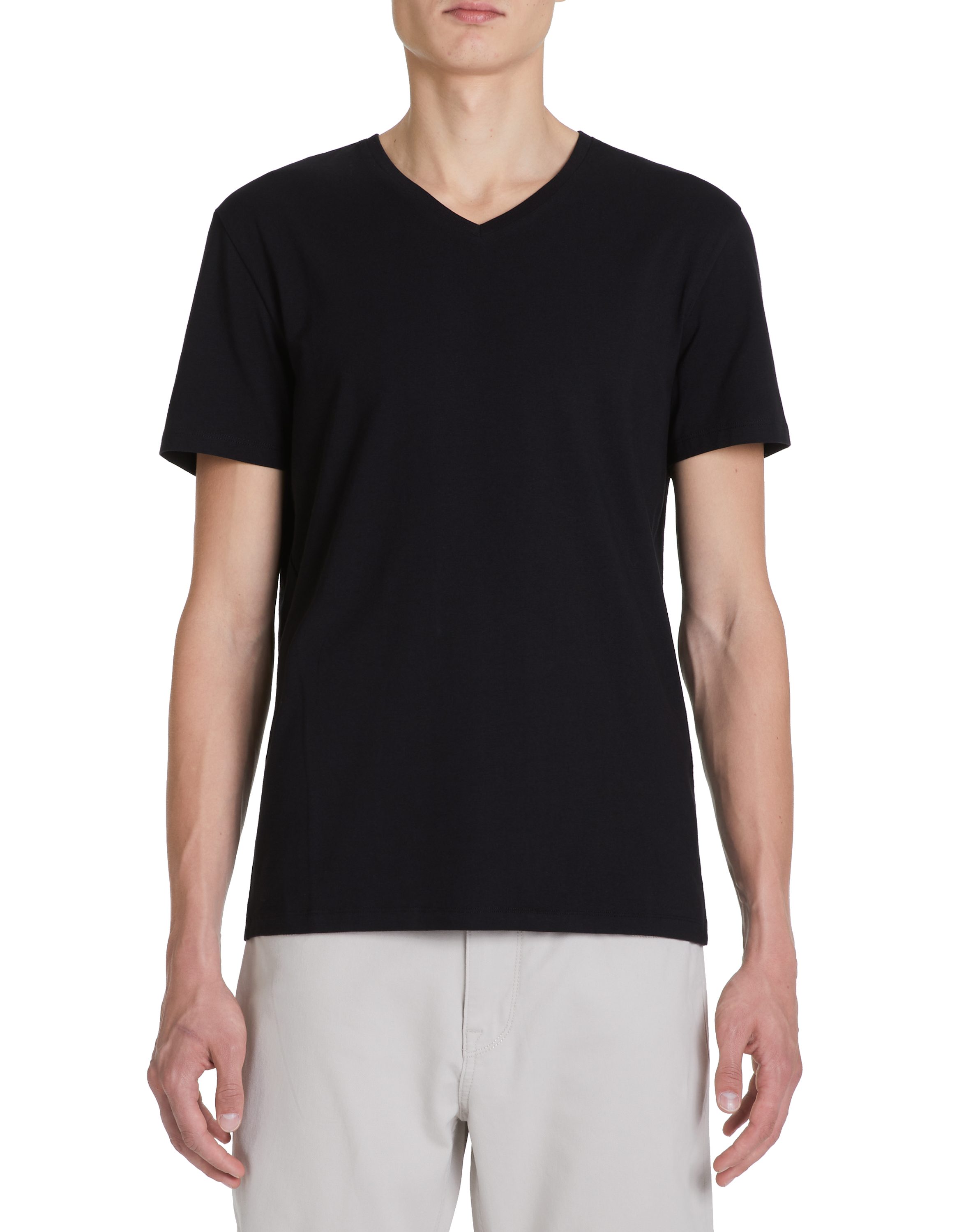 T-shirt slim col V en coton stretch - camaieu - Modalova