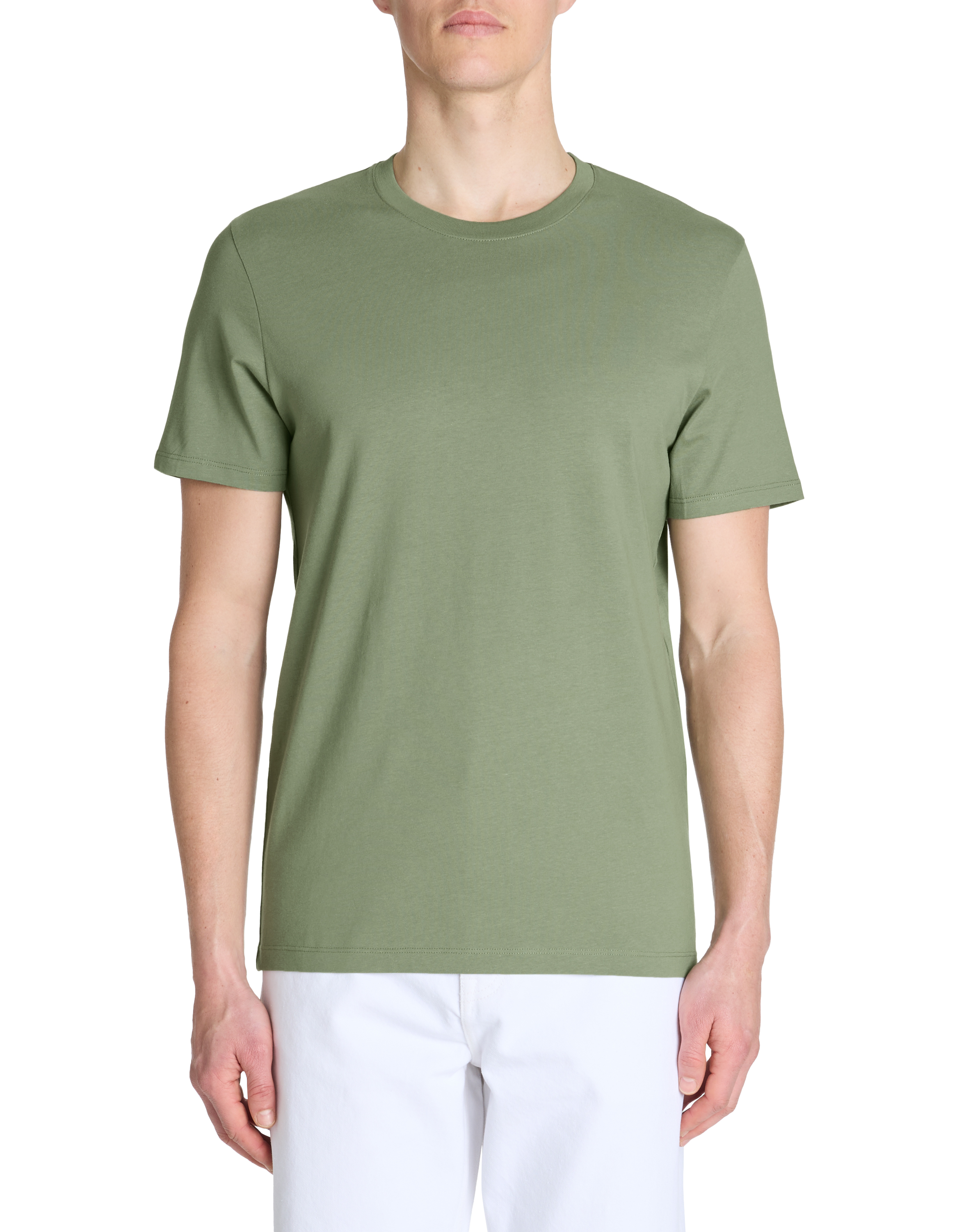 T-shirt straight col rond 100% coton - kaki clair - camaieu - Modalova