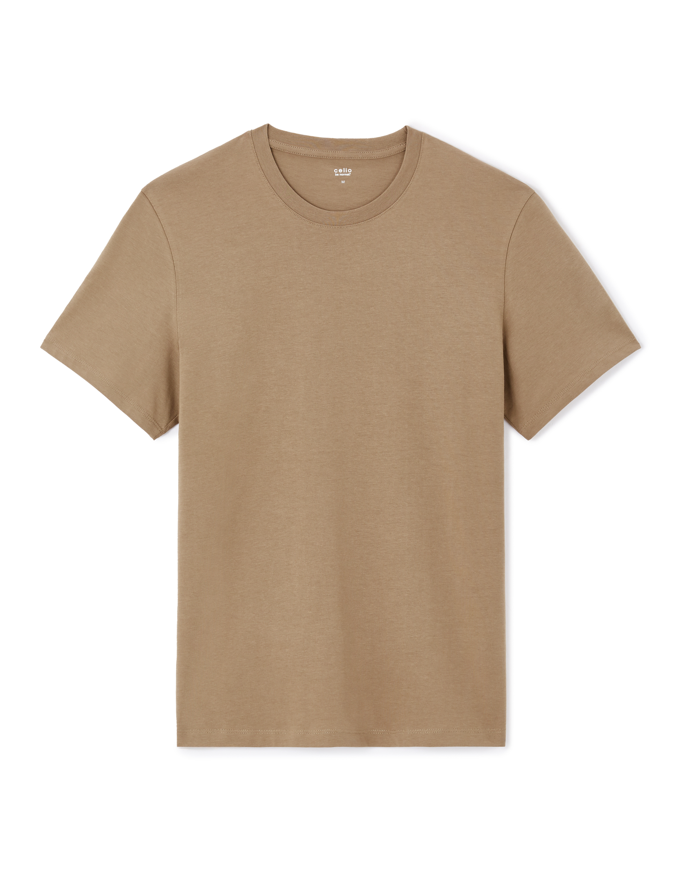 T-shirt straight col rond 100% coton - taupe