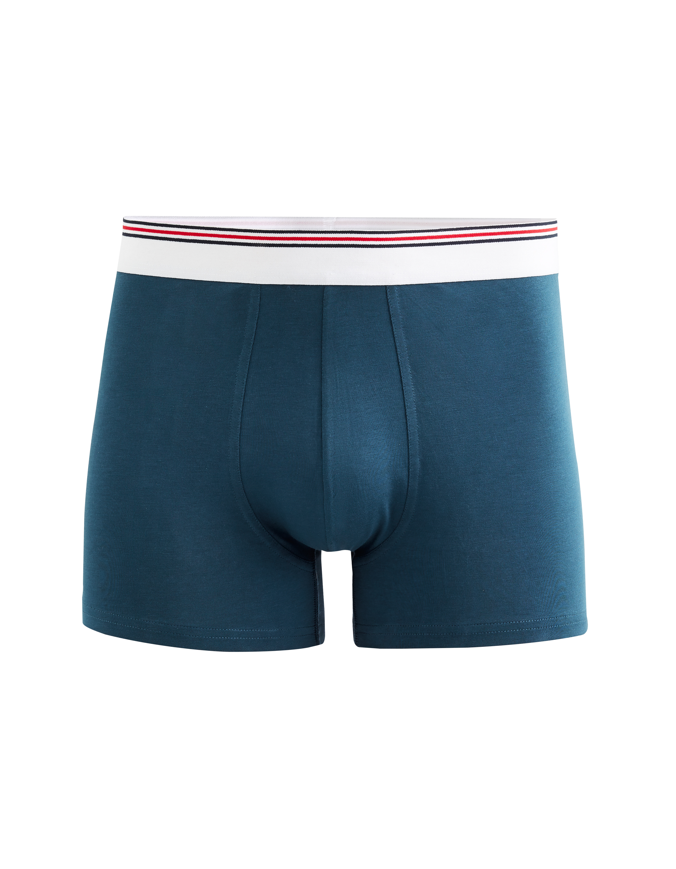 Boxer coton stretch ceinturé contrastée - marine