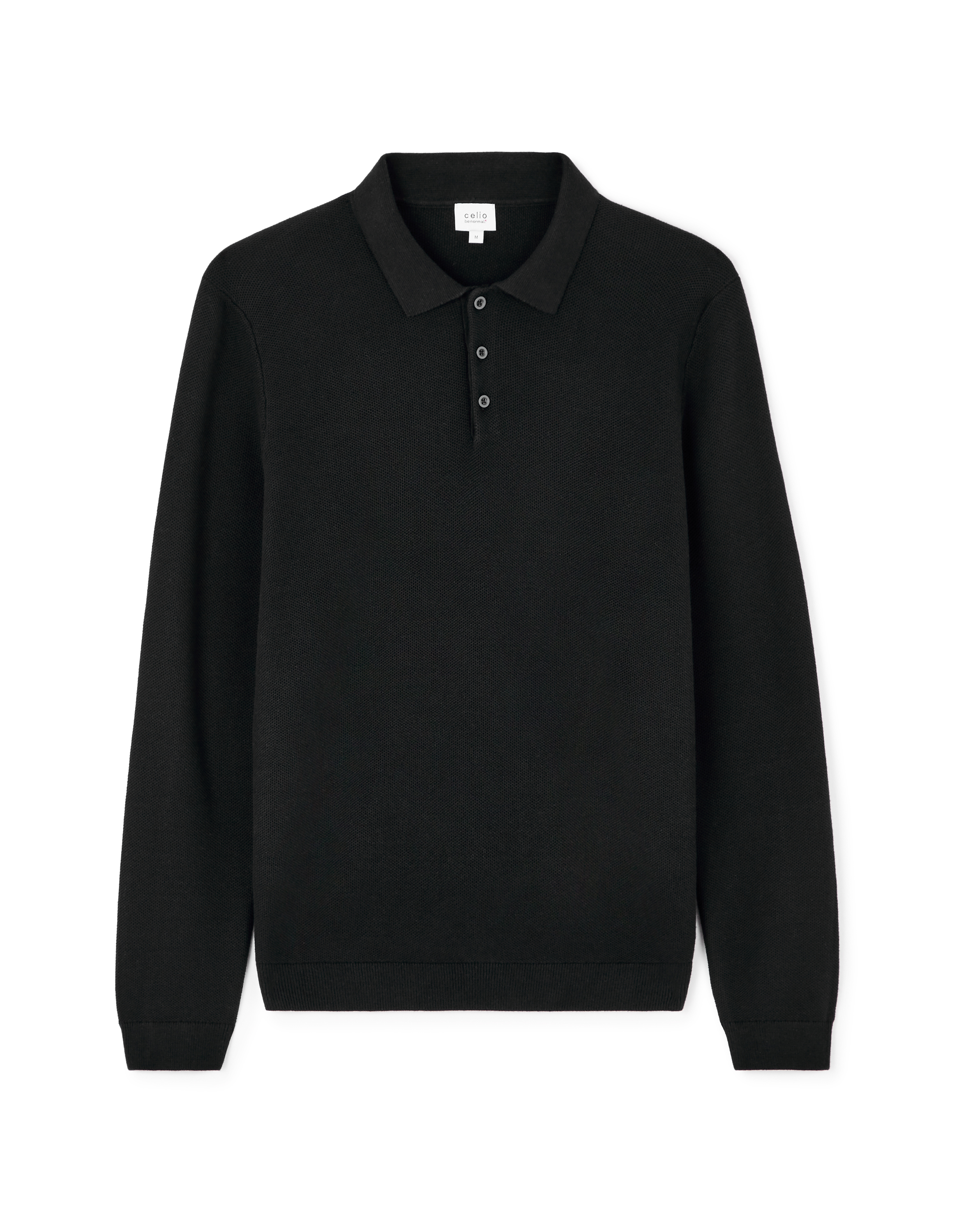 Pull col polo 100% coton - noir
