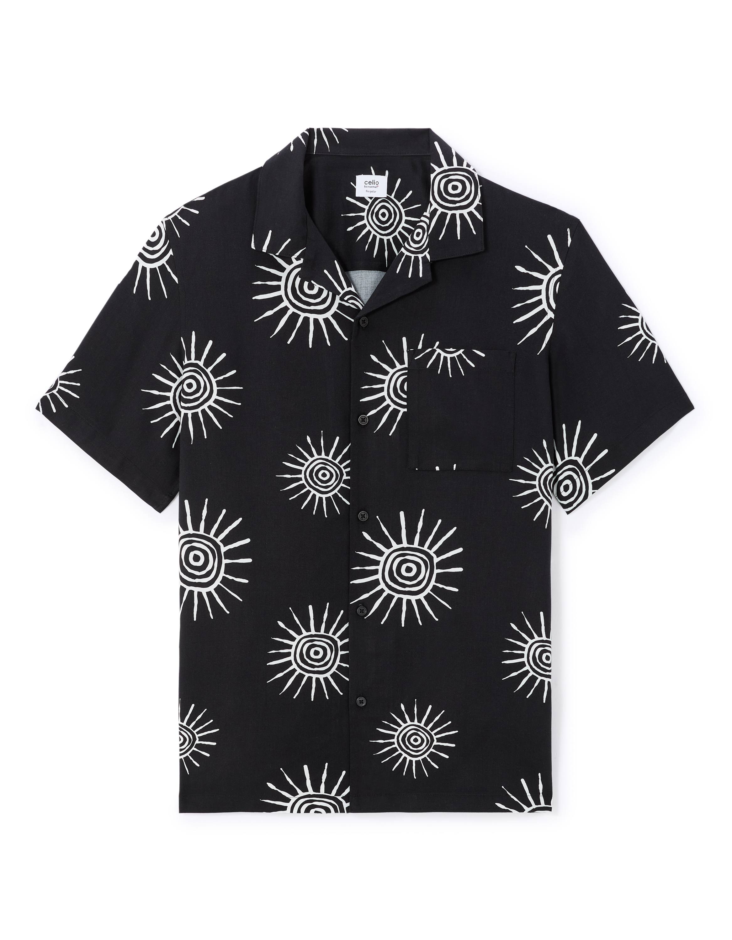 Chemisette imprimé soleil 100% viscose - noir